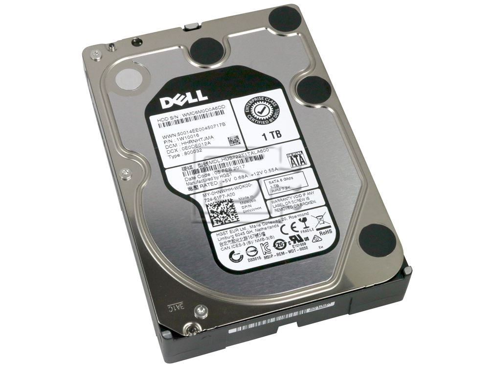 Dell 1TB 7.2K 6G 3.5INCH SATA HDD (HNWHH-RFB) thumbnail
