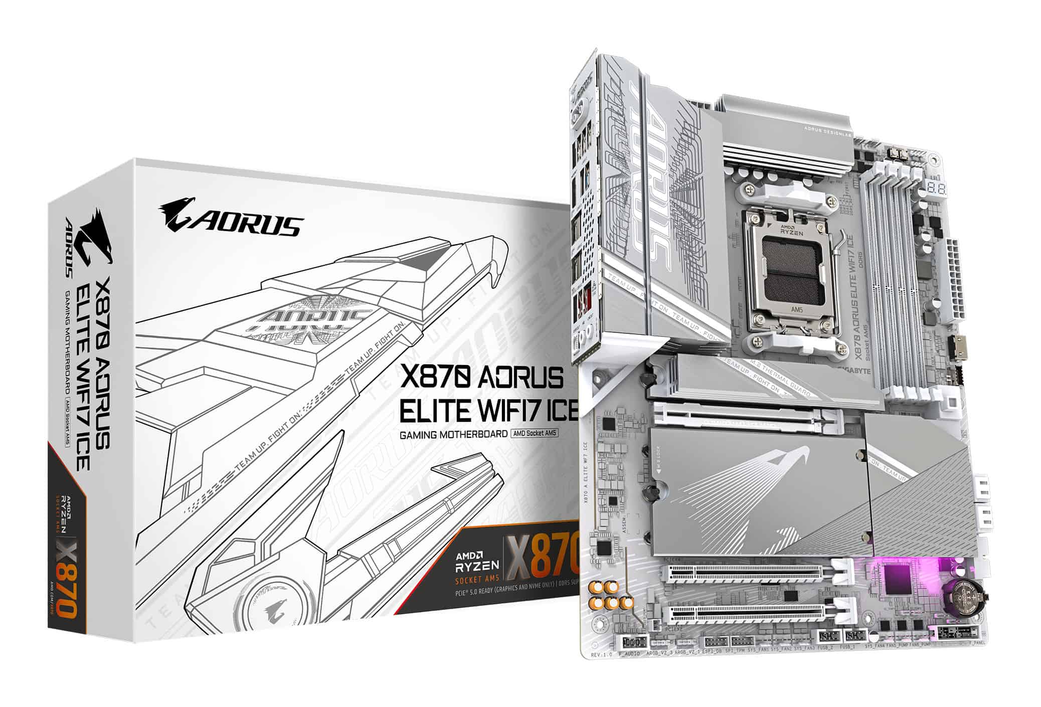 GIGABYTE X870 AORUS ELITE WIFI7 ICE AMD X870 Socket AM5 ATX (X870 A ELITE WF7 I) thumbnail