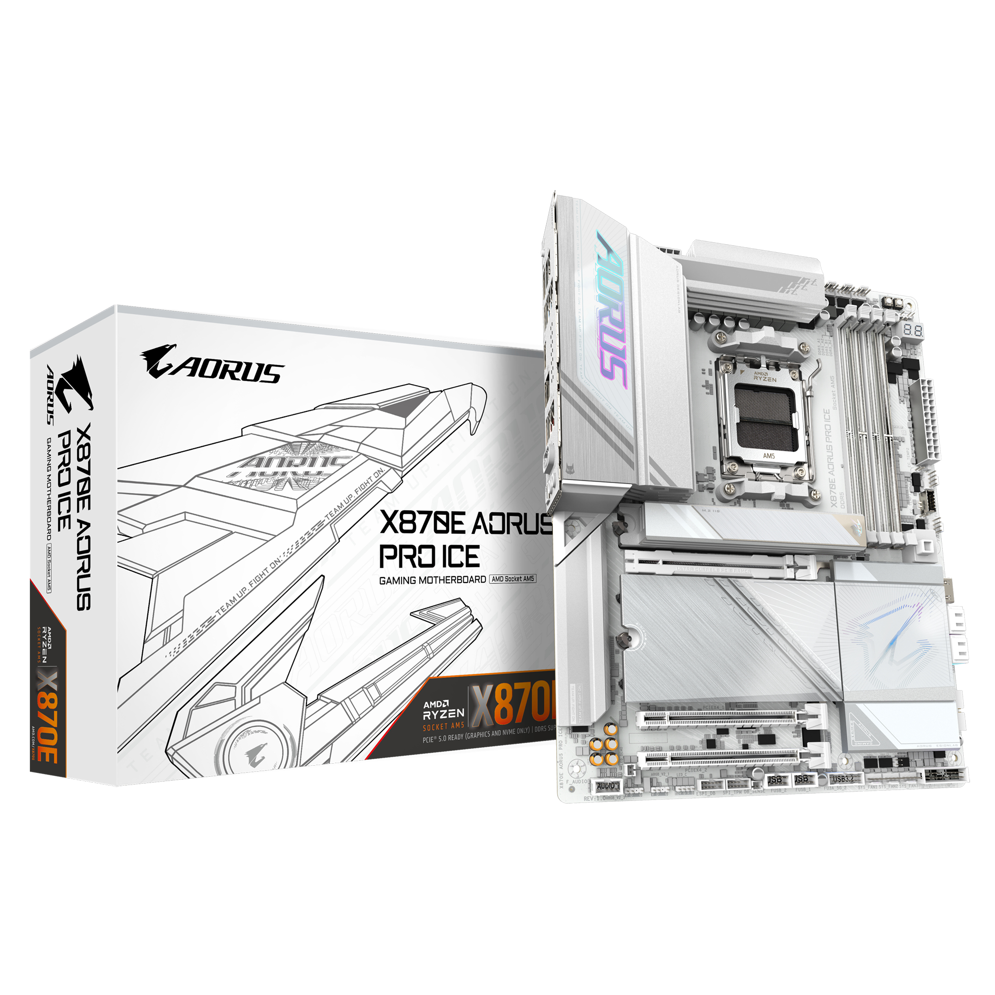 GIGABYTE X870E AORUS PRO ICE moederbord AMD X870E Socket AM5 ATX (X870E AORUS PRO I) thumbnail