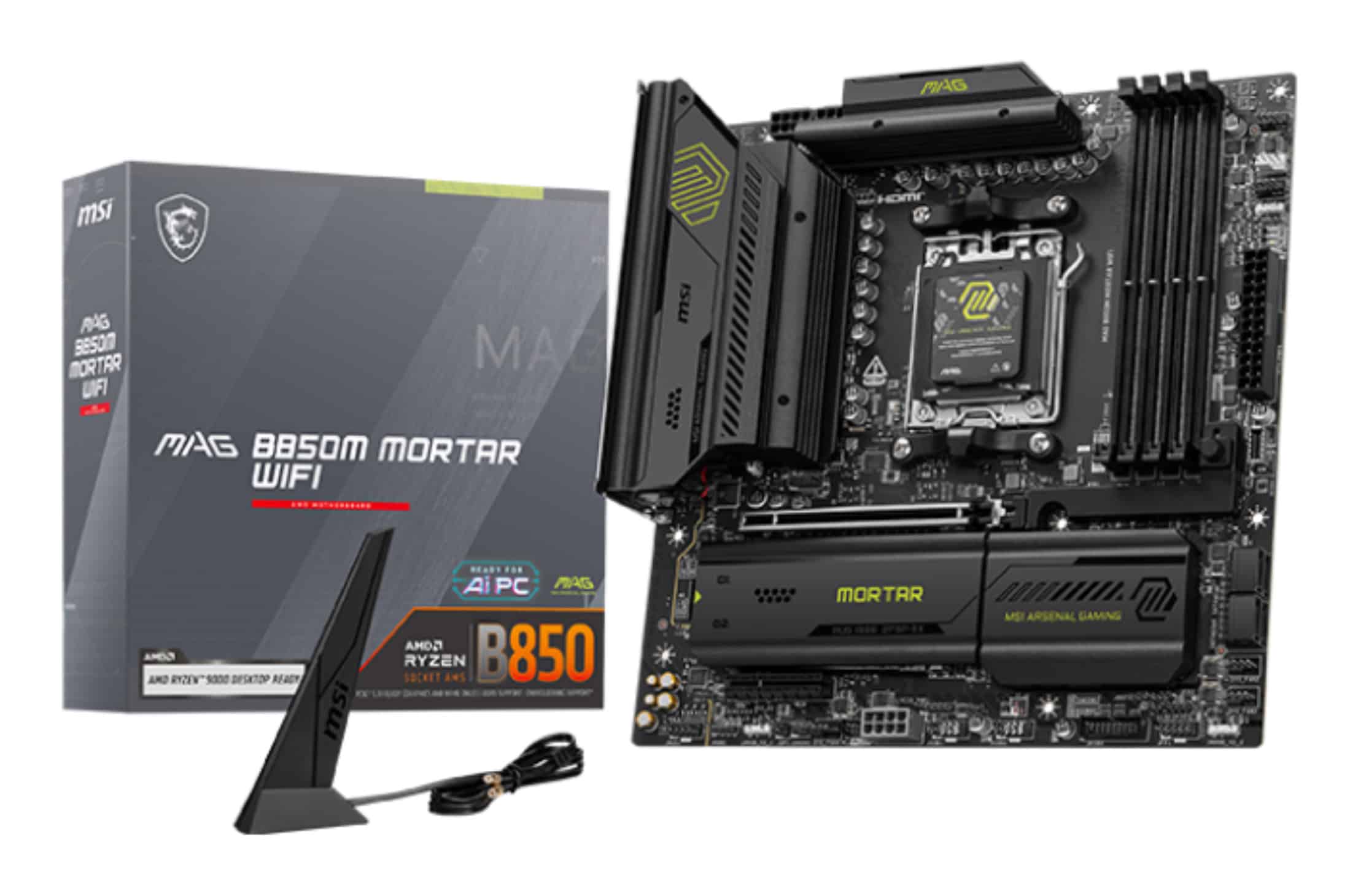 MSI MAG B850M MORTAR WIFI moederbord AMD B850 Socket AM5 micro ATX (7E61-001R) thumbnail