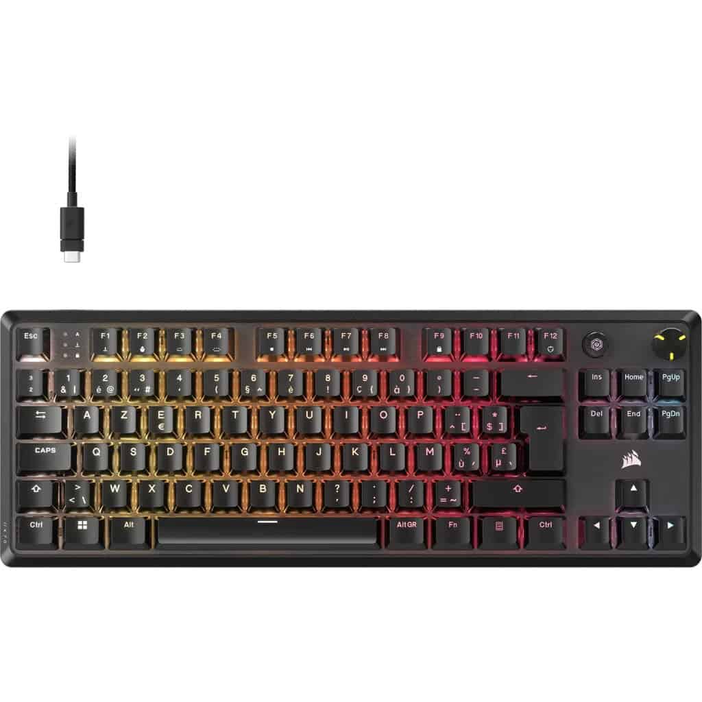 CORSAIR K70 CORE TKL Tenkeyless Mechanical Gaming Keyboard Backlit RGB LED CORSAIR MLX RED Black Black ABS Keycaps (CH-911911E-B (CH-911911E-BE) thumbnail