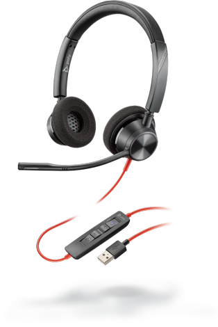 POLY Blackwire 3320 Headset Bedraad Hoofdband Kantoor/callcenter USB Type-A Zwart, Rood (214012-01) thumbnail