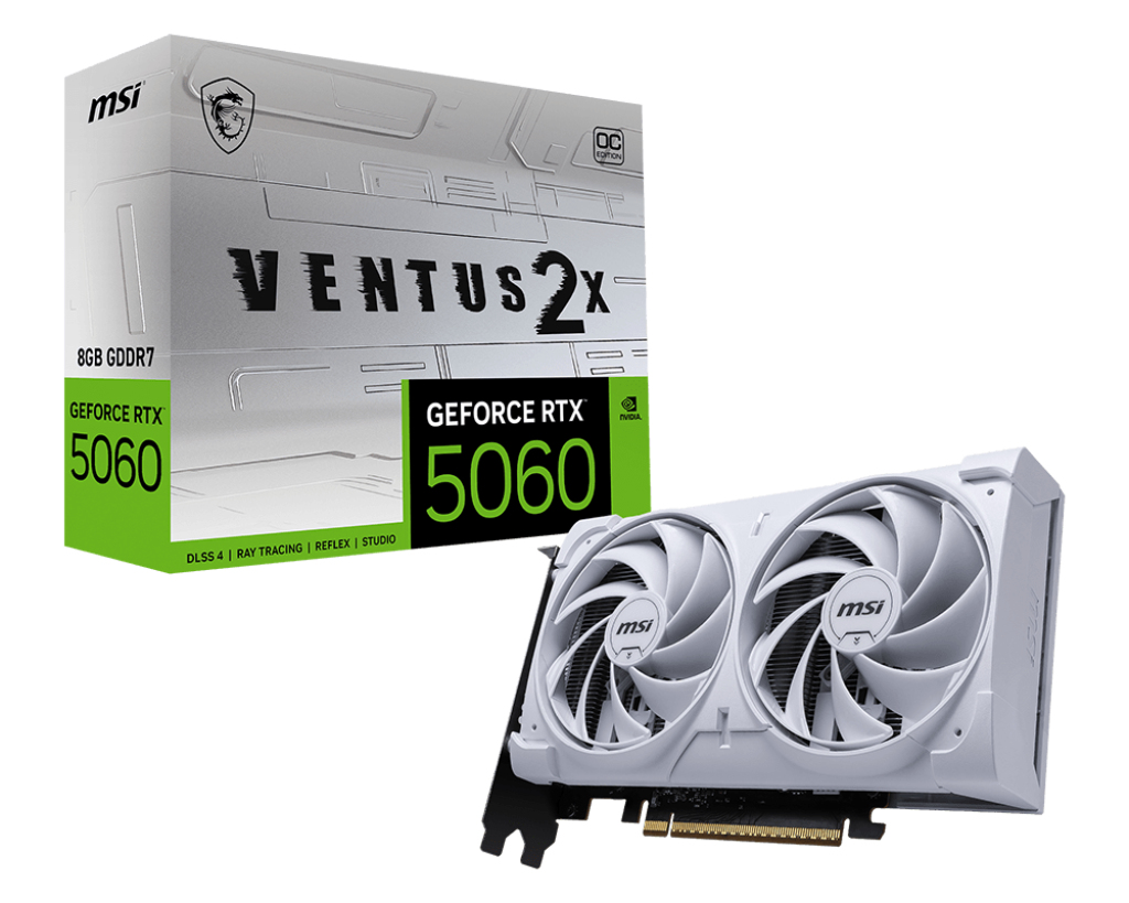 MSI GeForce RTX 5060 8G VENTUS 2X OC WHITE NVIDIA 8 GB GDDR7 (V537-003R) thumbnail