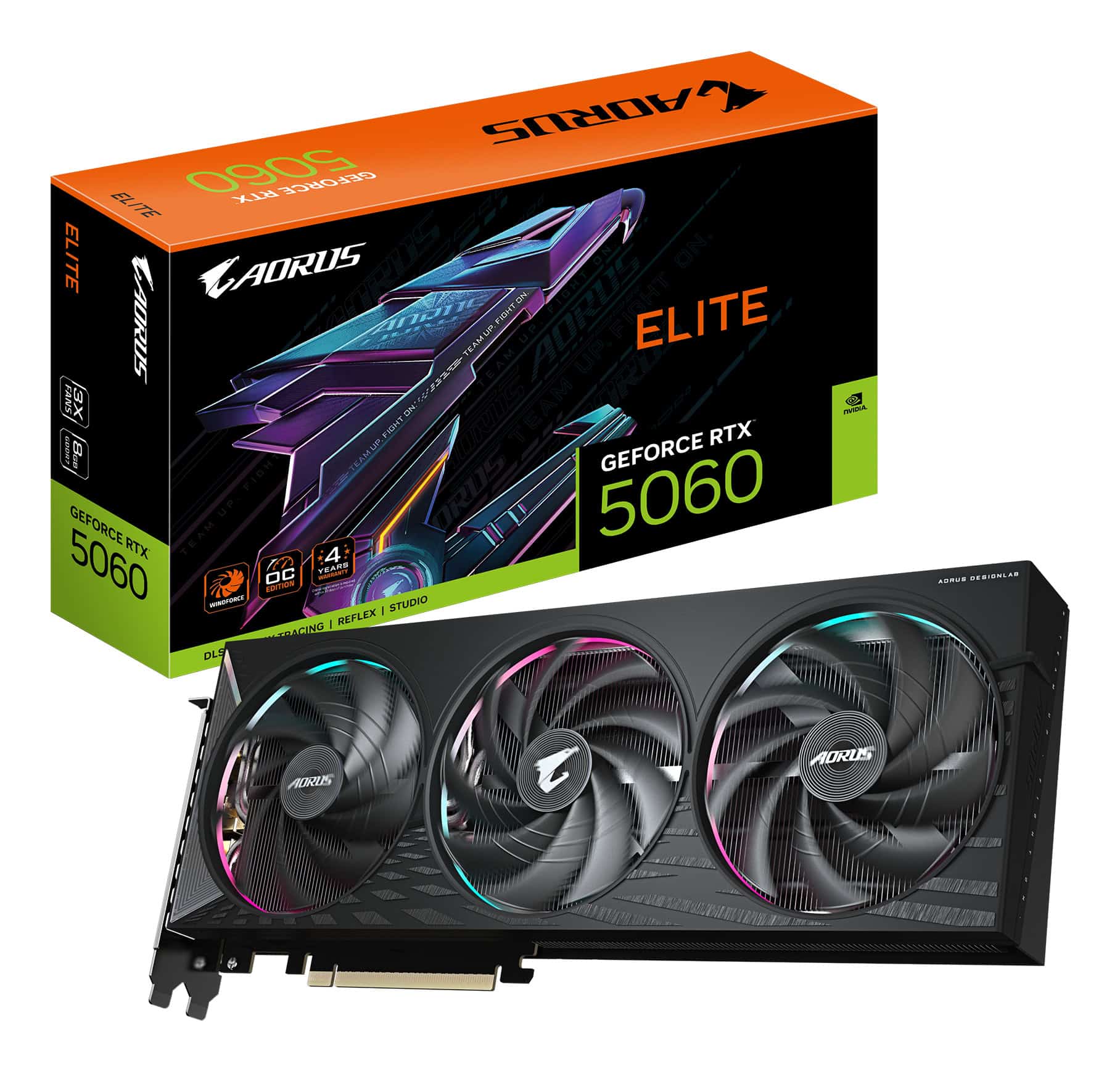 GIGABYTE AORUS GeForce RTX 5060 ELITE 8G NVIDIA 8 GB GDDR7 (GV-N5060AORUS E-8GD) thumbnail