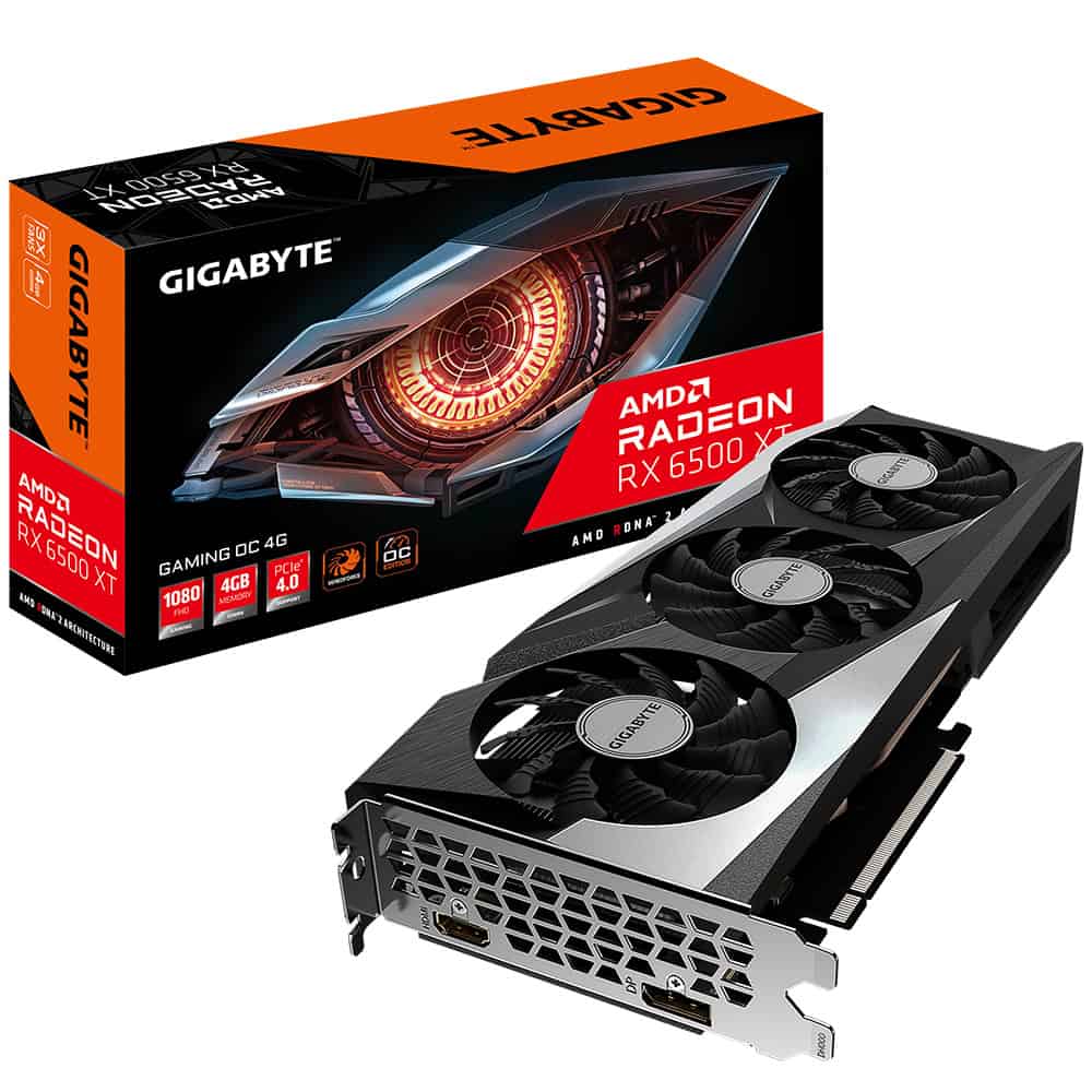 GIGABYTE GAMING Radeon RX 6500 XT OC 4G AMD 4 GB GDDR6 (GV-R65XTGAMING OC-4GD) thumbnail