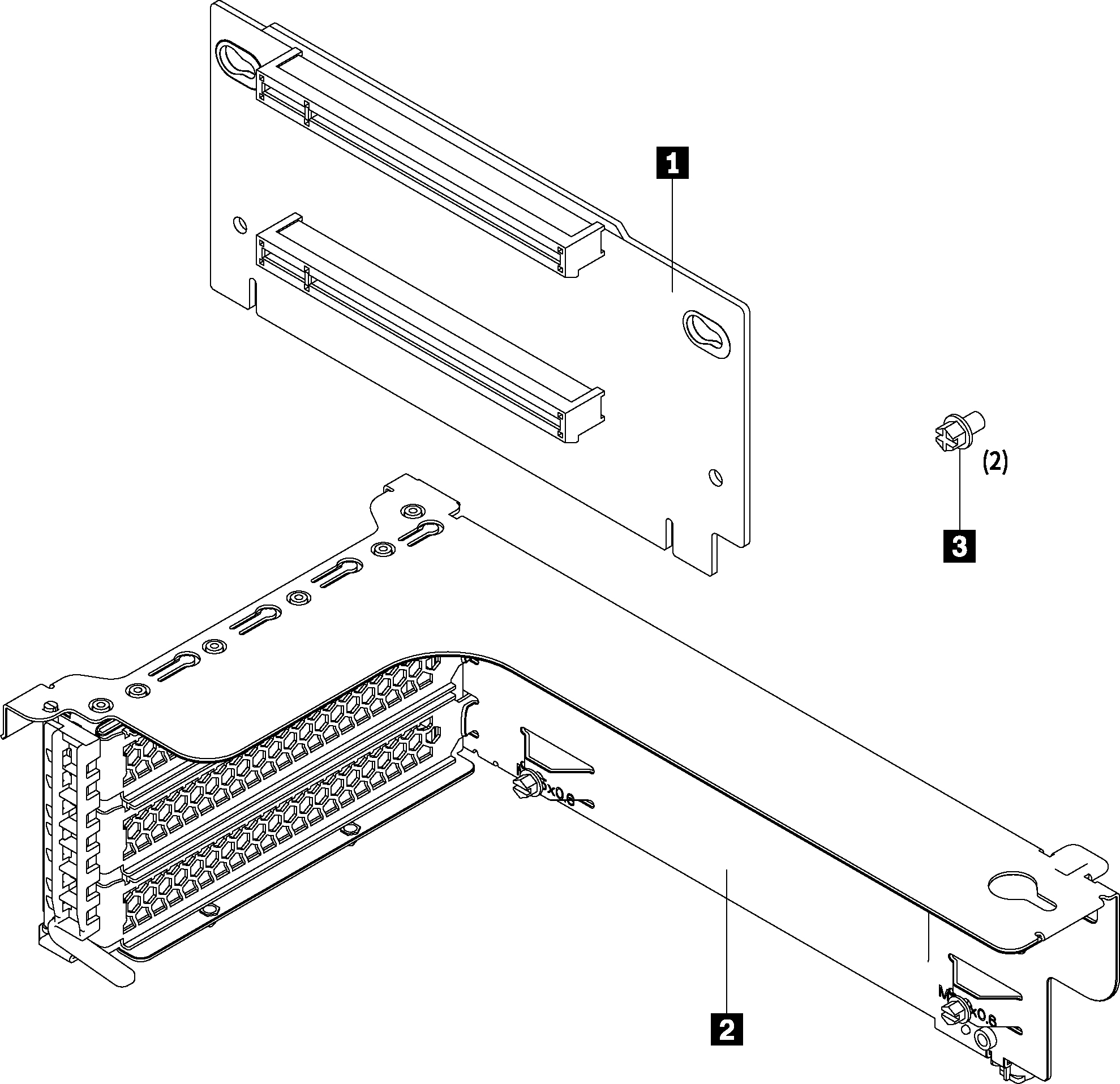 Lenovo ThinkSystem SR550/SR590/SR650 x16/x8 PCIe FH Riser 1 Kit Montageset (7XH7A02678) thumbnail