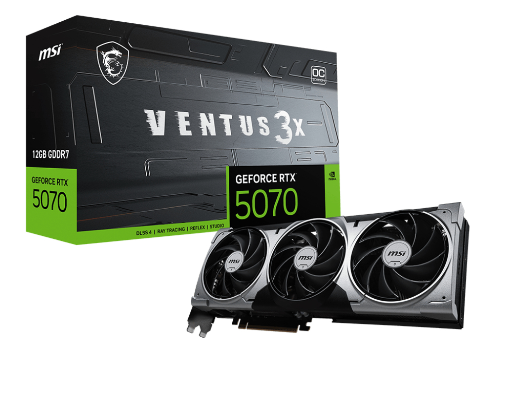 MSI VENTUS GeForce RTX 5070 12G 3X OC NVIDIA 12 GB GDDR7 (V532-001R) thumbnail