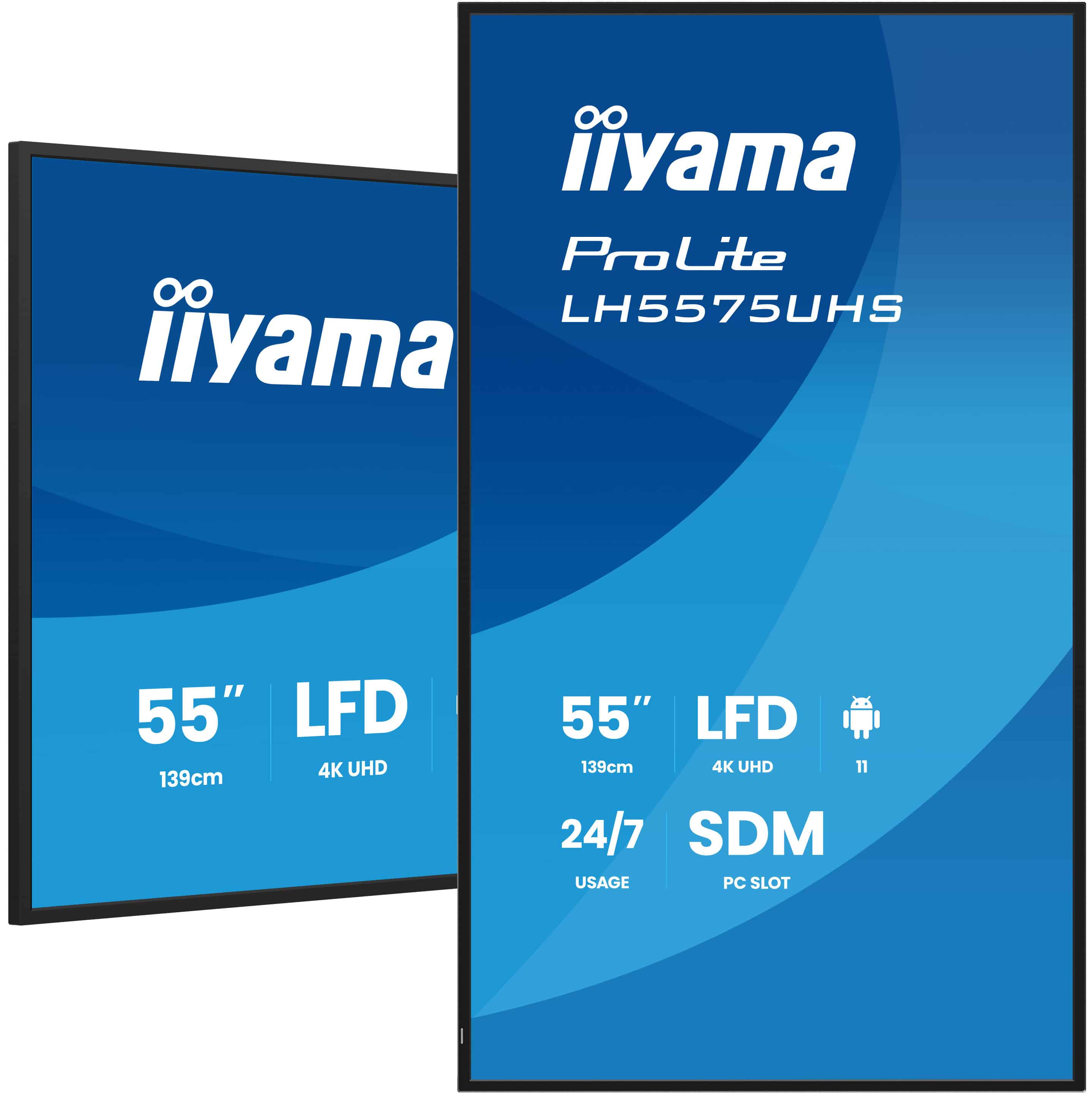 iiyama LH5575UHS-B2AG beeldkrant Digitale signage flatscreen 138,7 cm (54.6") LCD Wifi 500 cd/m² 4K Ultra HD Zwart Type processor Android 11 24/7 (LH5575UHS-B2AG) thumbnail