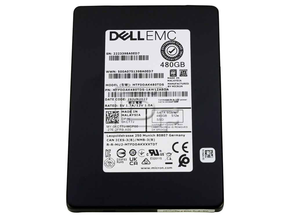 Dell 480GB 6G 2.5INCH RI SATA SSD (KCT7J-RFB) thumbnail