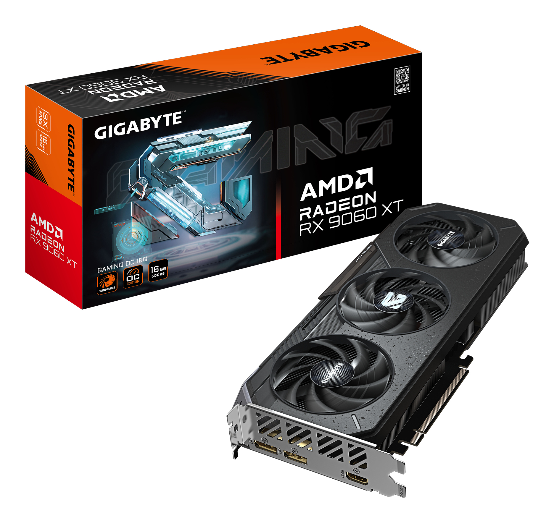 GIGABYTE Radeon RX 9060 XT GAMING OC 16G AMD 16 GB GDDR6 (GV-R9060XTGAMING OC-16GD) thumbnail