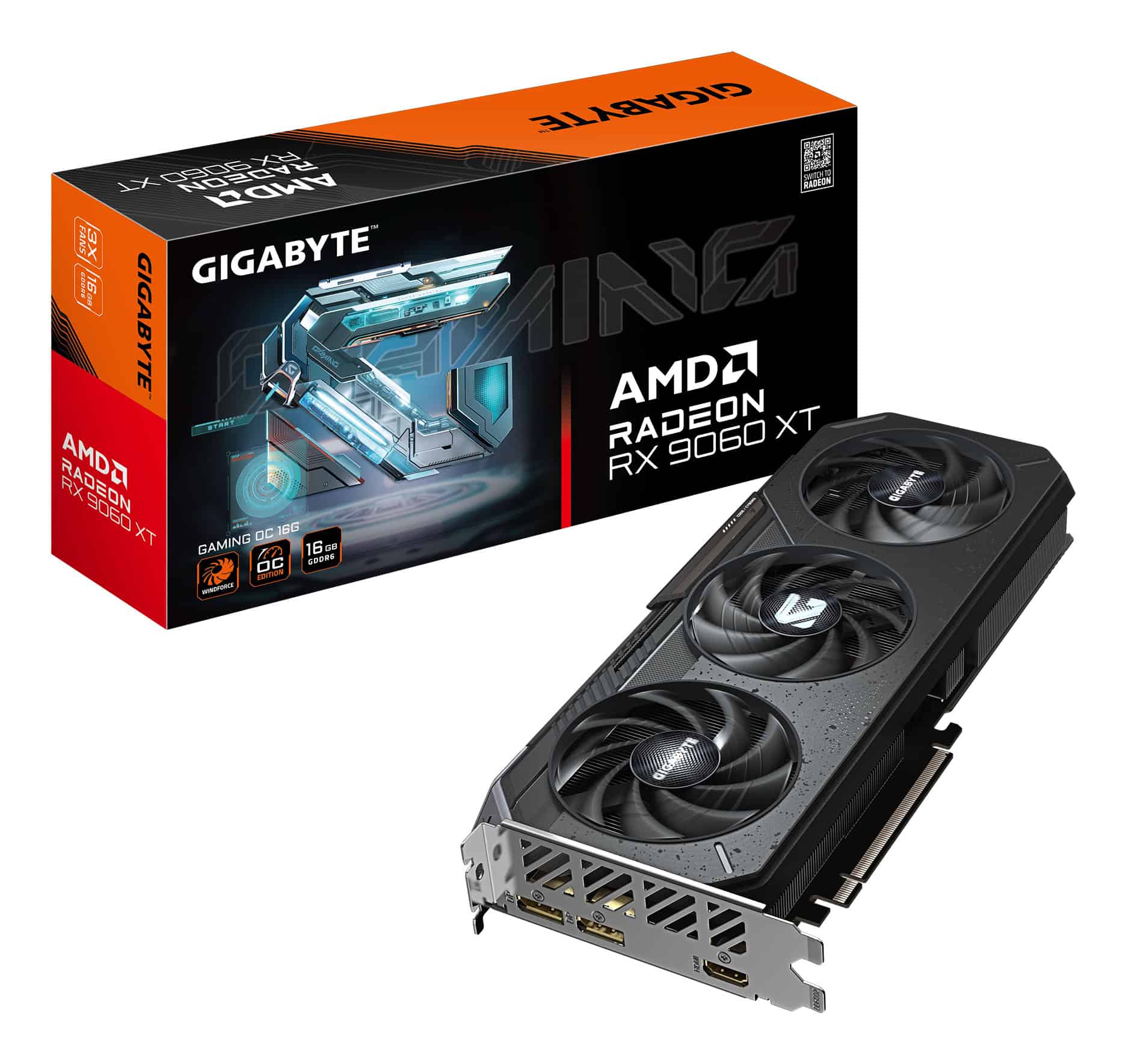 GIGABYTE Radeon RX 9060 XT GAMING OC 16G AMD 16 GB GDDR6 (GV-R9060XTGAMING OC-16GD) thumbnail