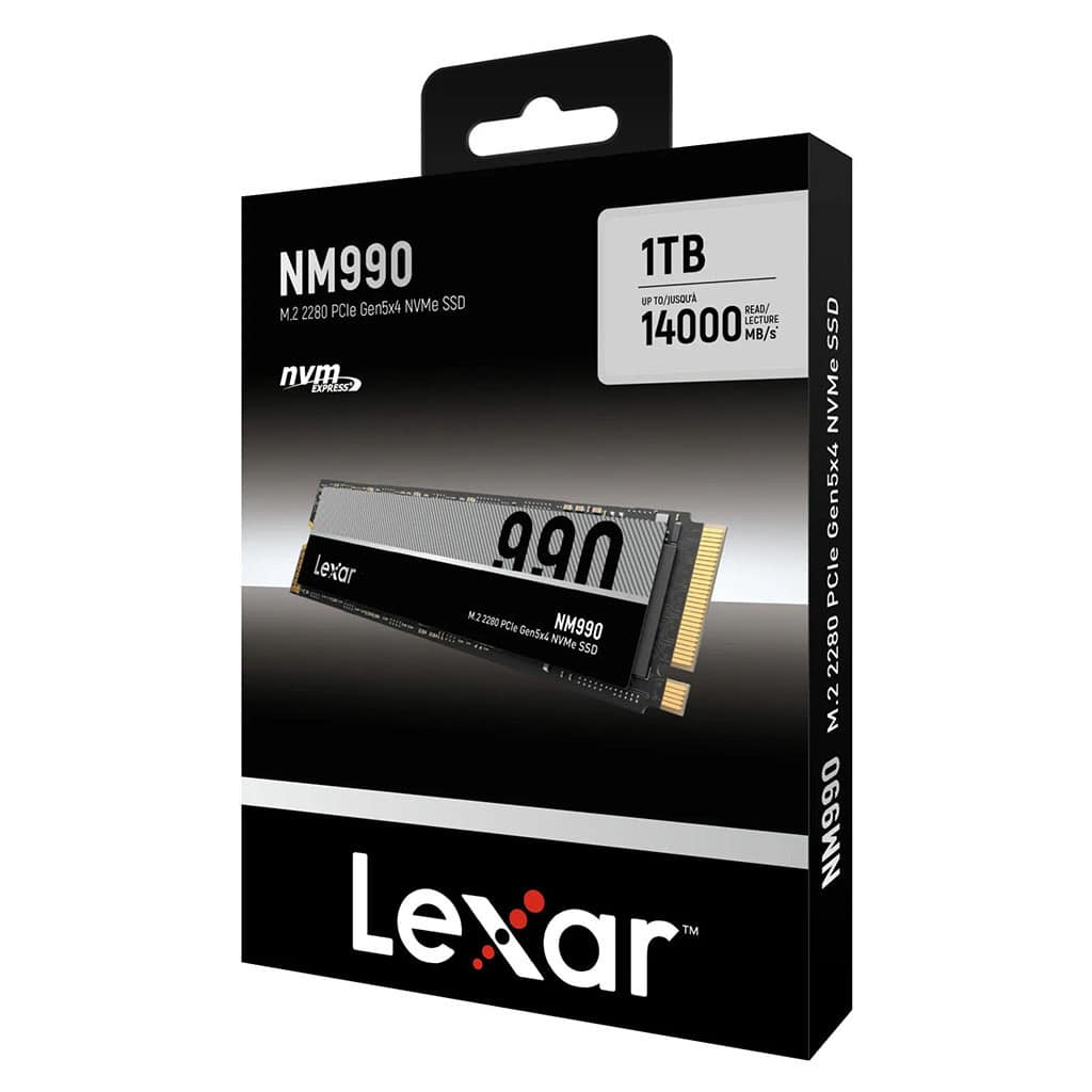 Lexar SSD NM990 1TB High Speed PCIe Gen 5X4 M.2 NVMe up to 14000 MB/s read and 7500 MB/s write (LNM990X001T-RNNNG) thumbnail