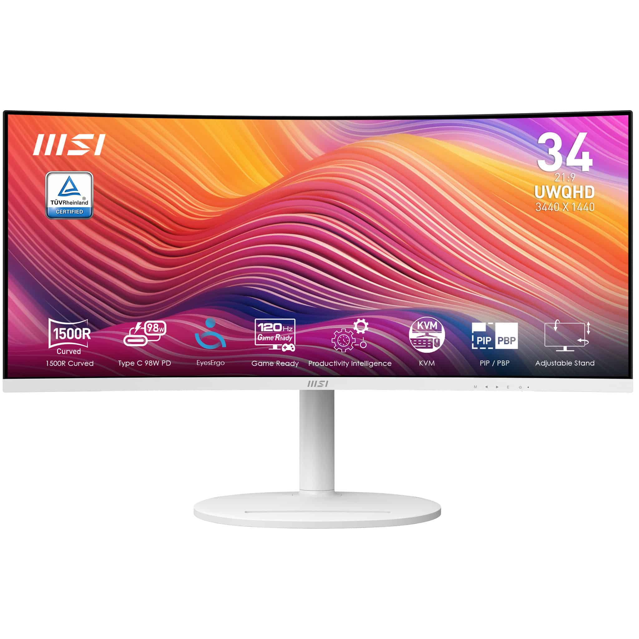 MSI Modern MD342CQPWDE computer monitor 86,4 cm (34) 3440 x 1440 Pixels UltraWide Quad HD LCD Wit (9S6-3PC59H-033) thumbnail