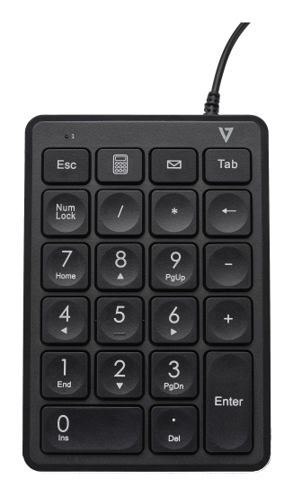 V7 KP350 numeriek toetsenbord Laptop/pc USB Zwart (KP350) thumbnail