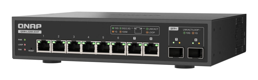 QNAP QSW-L3208-2C6T netwerk-switch Managed L2 10G Ethernet (100/1000/10000) Desktop Zwart (QSW-L3208-2C6T) thumbnail