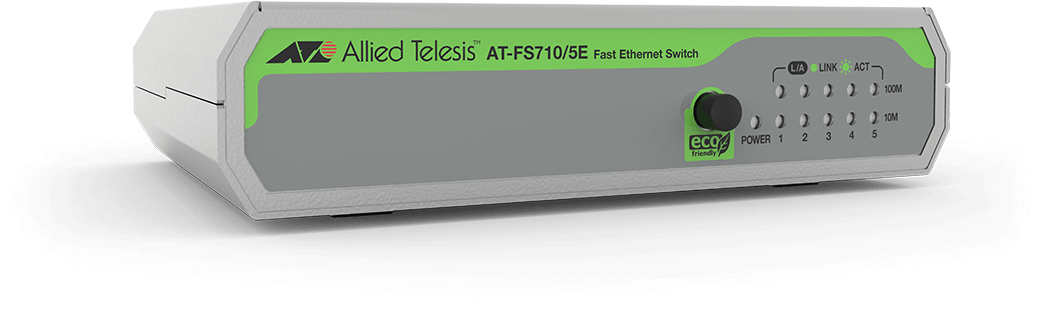 Allied Telesis FS710/5E Unmanaged Fast Ethernet (10/100) Groen, Grijs (AT-FS710/5E-60) thumbnail
