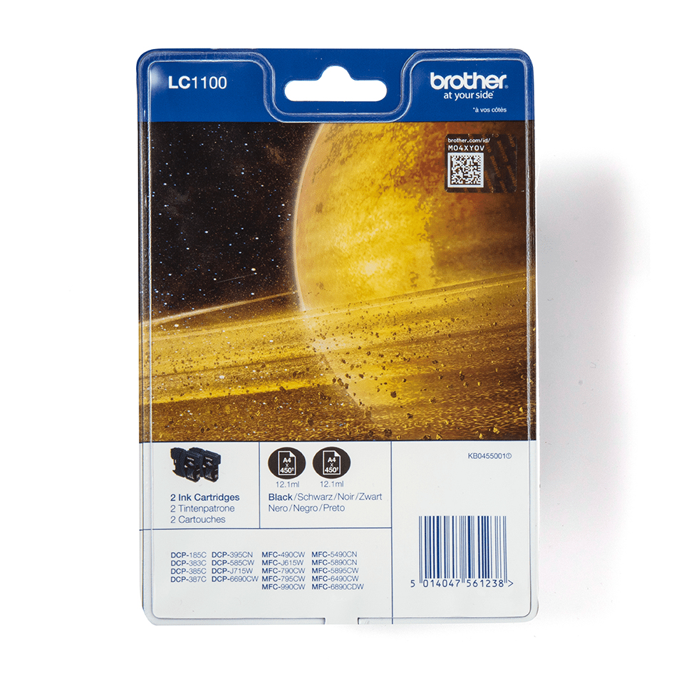 Brother LC1100BKBP2 inktcartridge 2 stuk(s) Origineel Zwart (LC-1100BKBP2) thumbnail