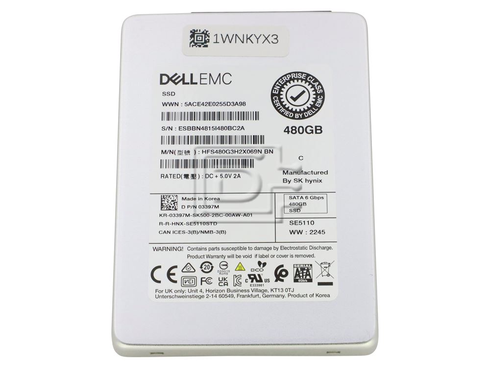 Dell 480GB 6G 2.5INCH SATA SSD (3397M-RFB) thumbnail