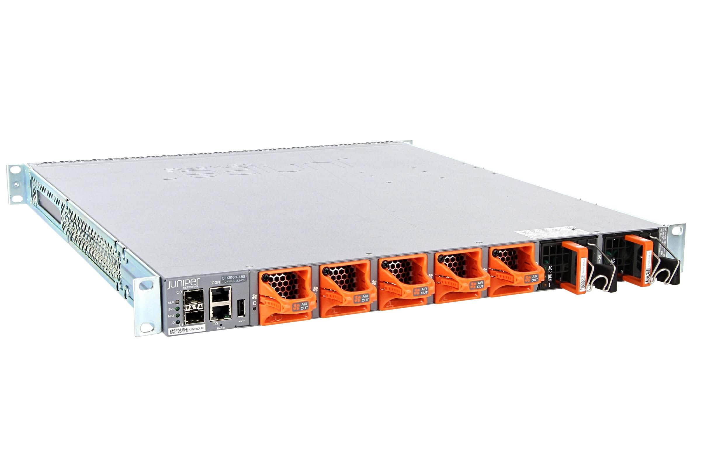 Juniper QFX5100, 48 SFP+/SFP ports, 6 QSFP ports, redundant fans, redundant power supplies, Built in Port to (QFX5100-48S-DC-AFO) thumbnail