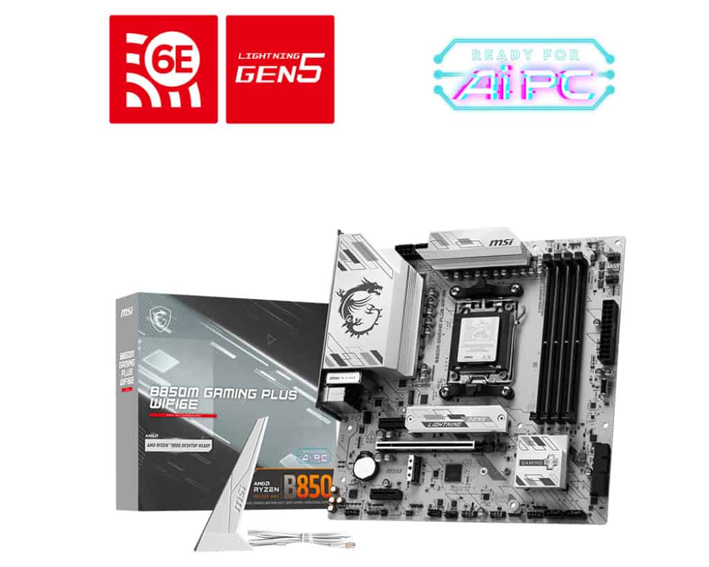 MSI B850M GAMING PLUS WIFI6E AMD B850 Socket AM5 micro ATX (B850MGMNGPLSWIFI6E) thumbnail