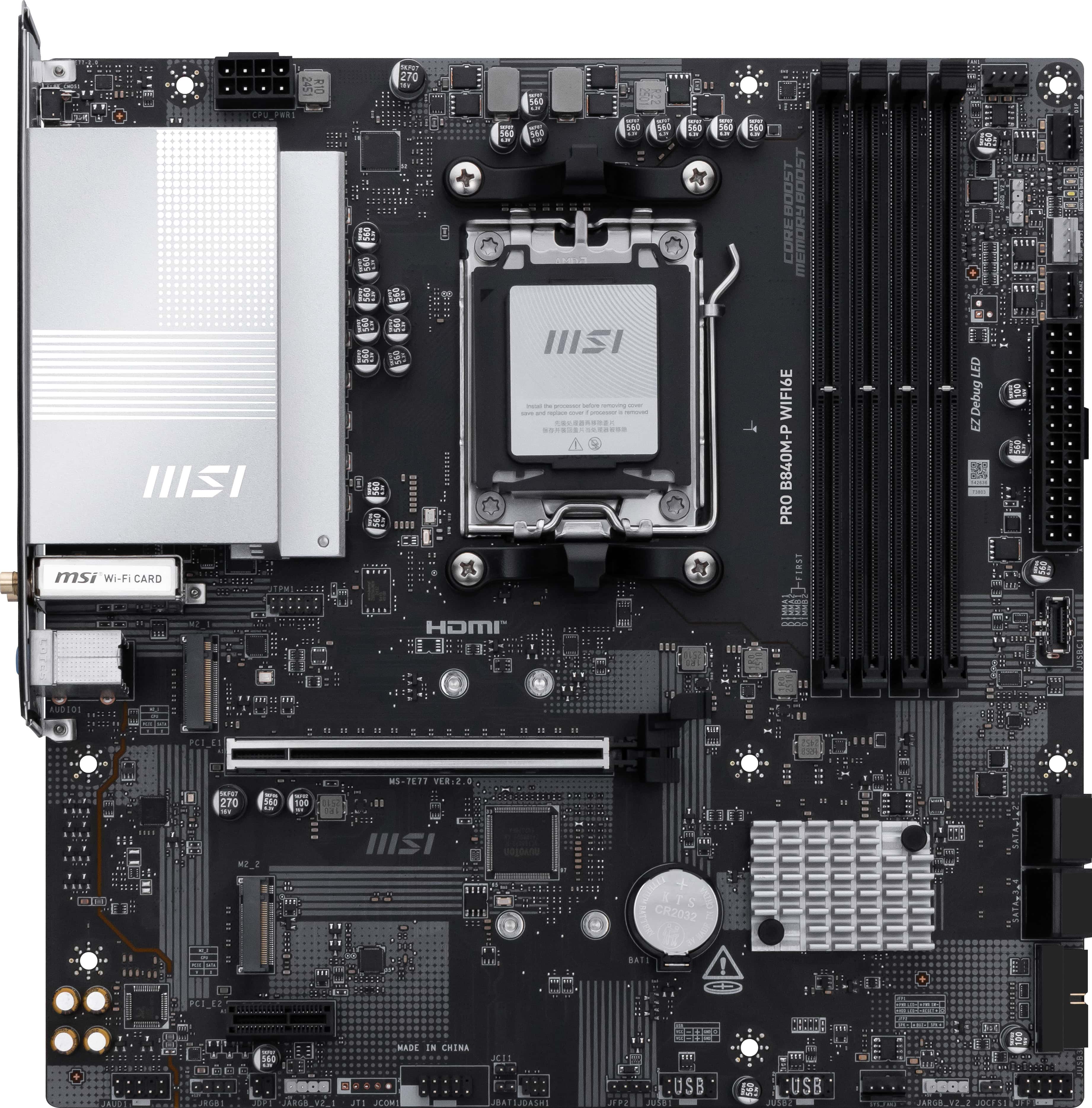 MSI PRO B840M-P WIFI6E moederbord AMD B840 Socket AM5 micro ATX (PRO B840M-P WIFI6E) thumbnail