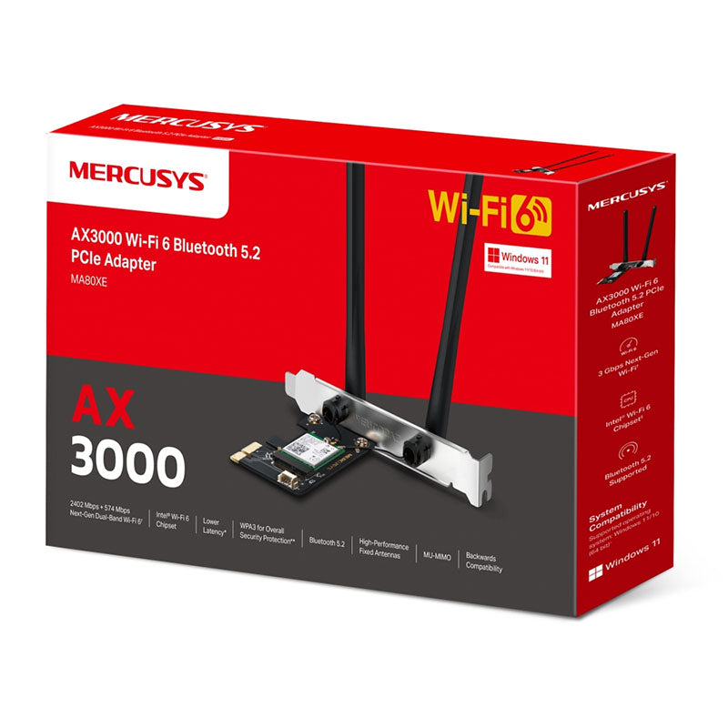 TP-Link Mercusys MA80XE AX3000 Dual-Band Wi-Fi 6 PCI Express Adapter (MA80XE) thumbnail