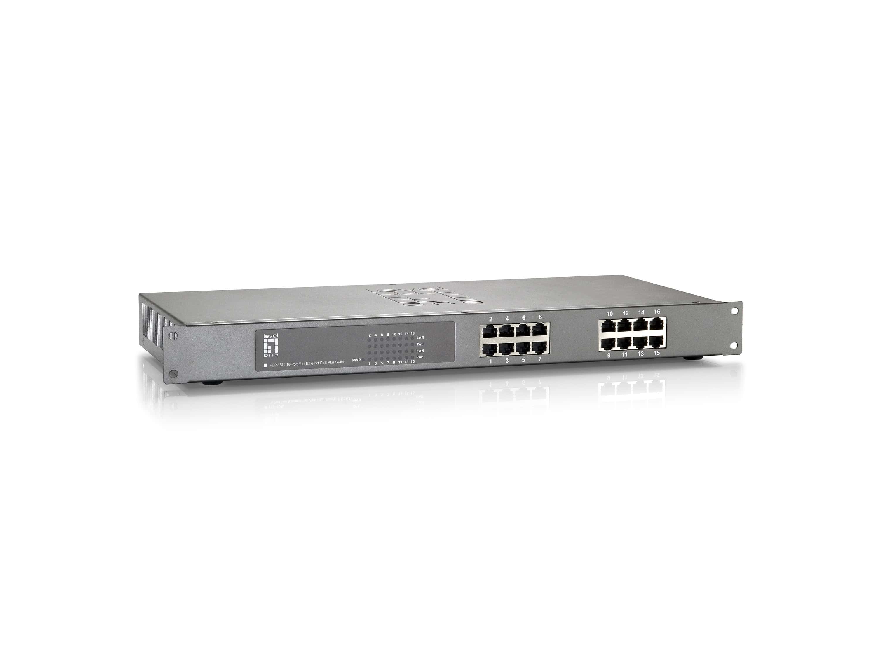 LevelOne FEP-1612 netwerk-switch Unmanaged Fast Ethernet (10/100) Power over Ethernet (PoE) Grijs (FEP-1612) thumbnail