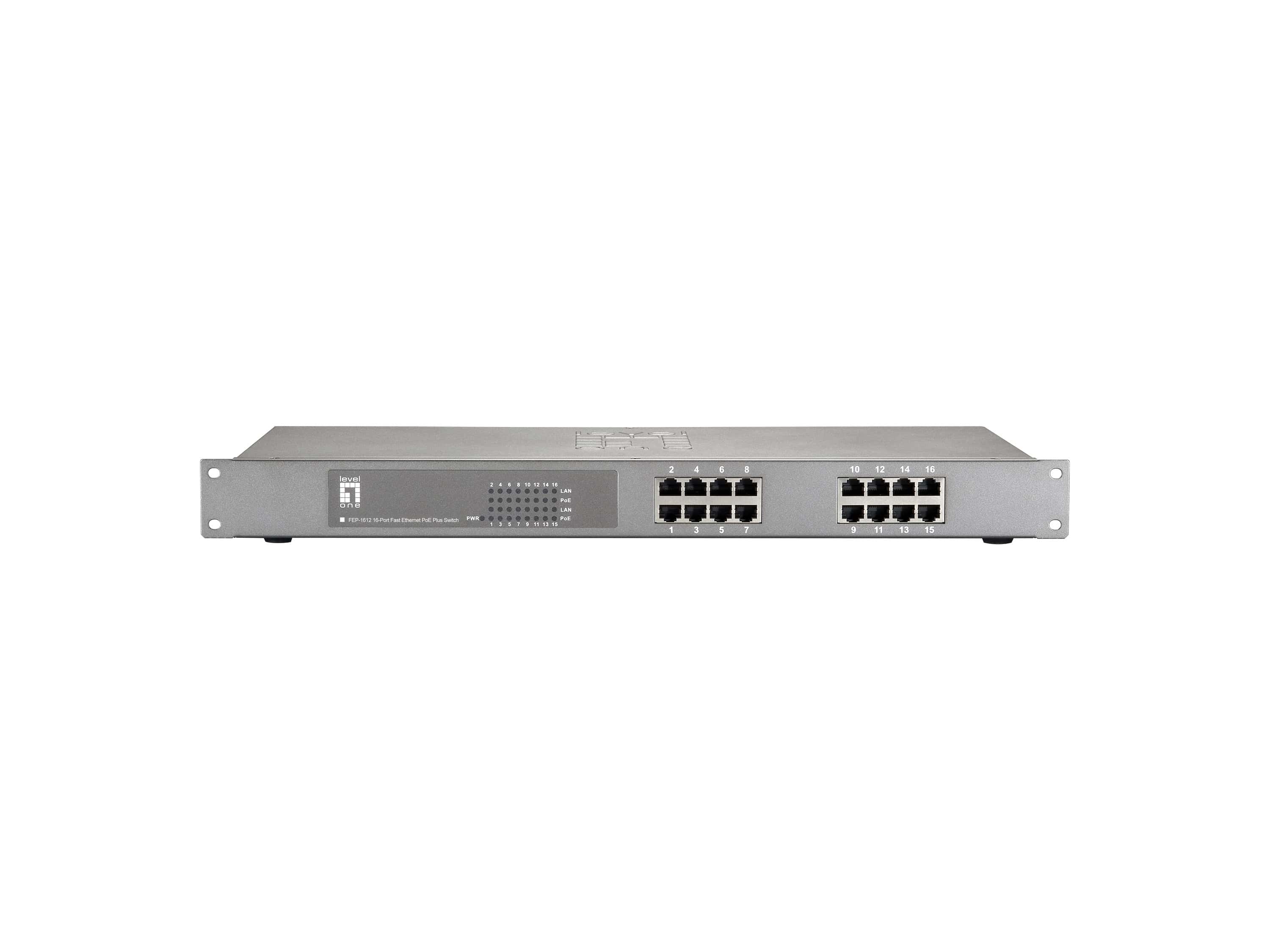 LevelOne FEP-1612W120 netwerk-switch Fast Ethernet (10/100) Power over Ethernet (PoE) Grijs (FEP-1612W120) thumbnail