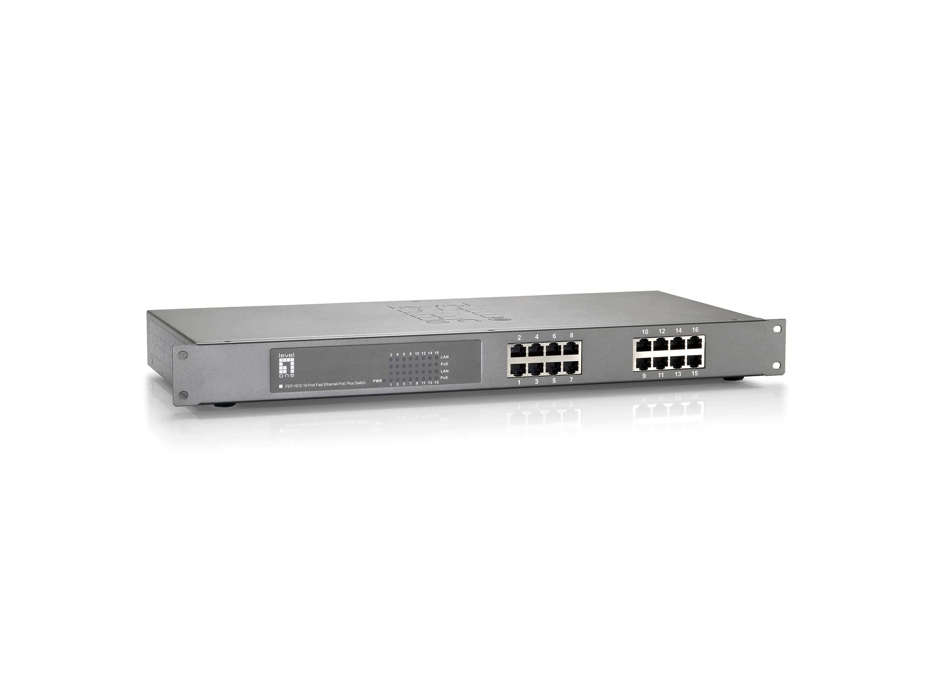 LevelOne FEP-1612W120 netwerk-switch Fast Ethernet (10/100) Power over Ethernet (PoE) Grijs (FEP-1612W120) thumbnail