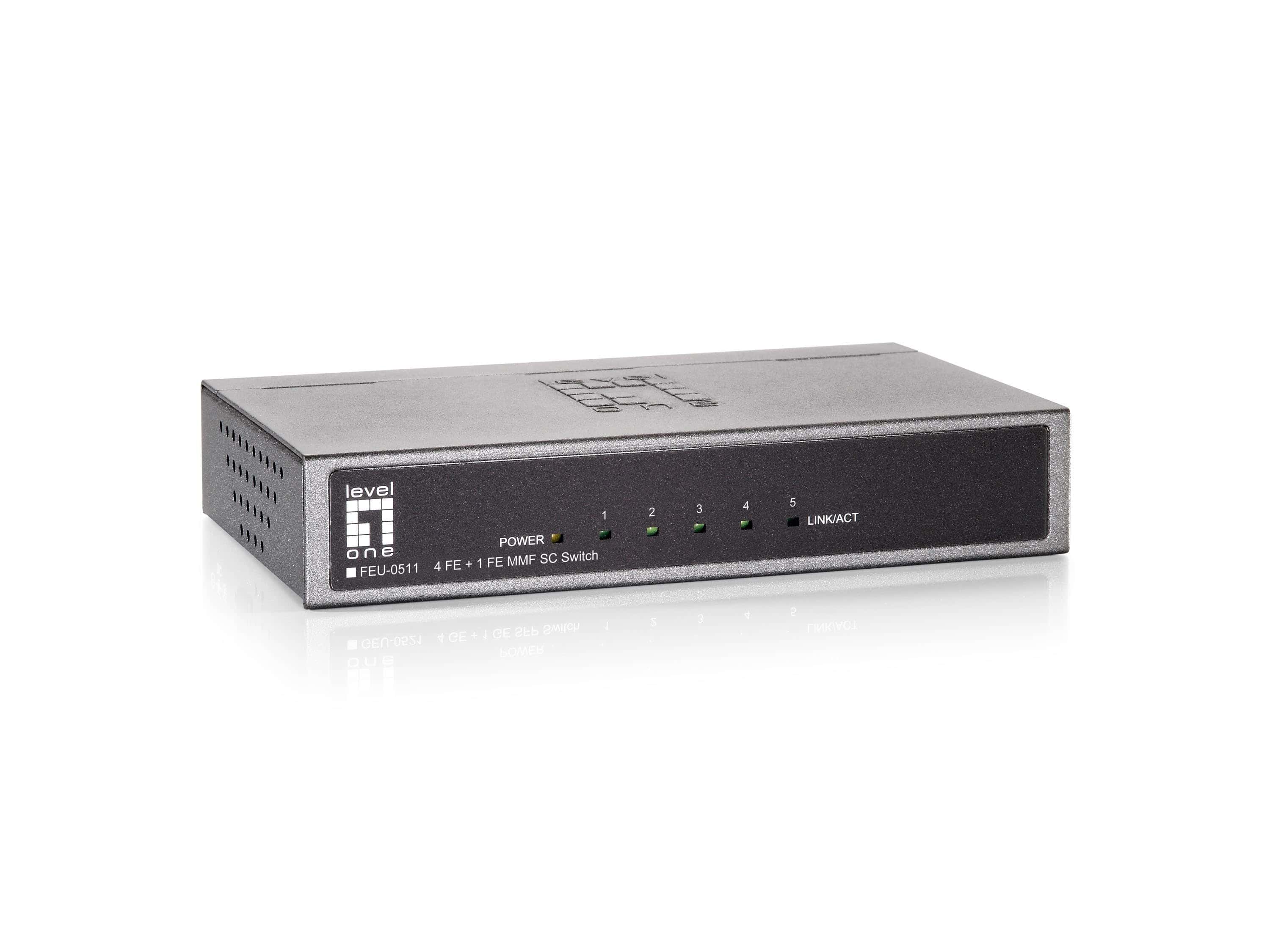 LevelOne FEU-0511 netwerk-switch Fast Ethernet (10/100) Zwart, Grijs (FEU-0511) thumbnail