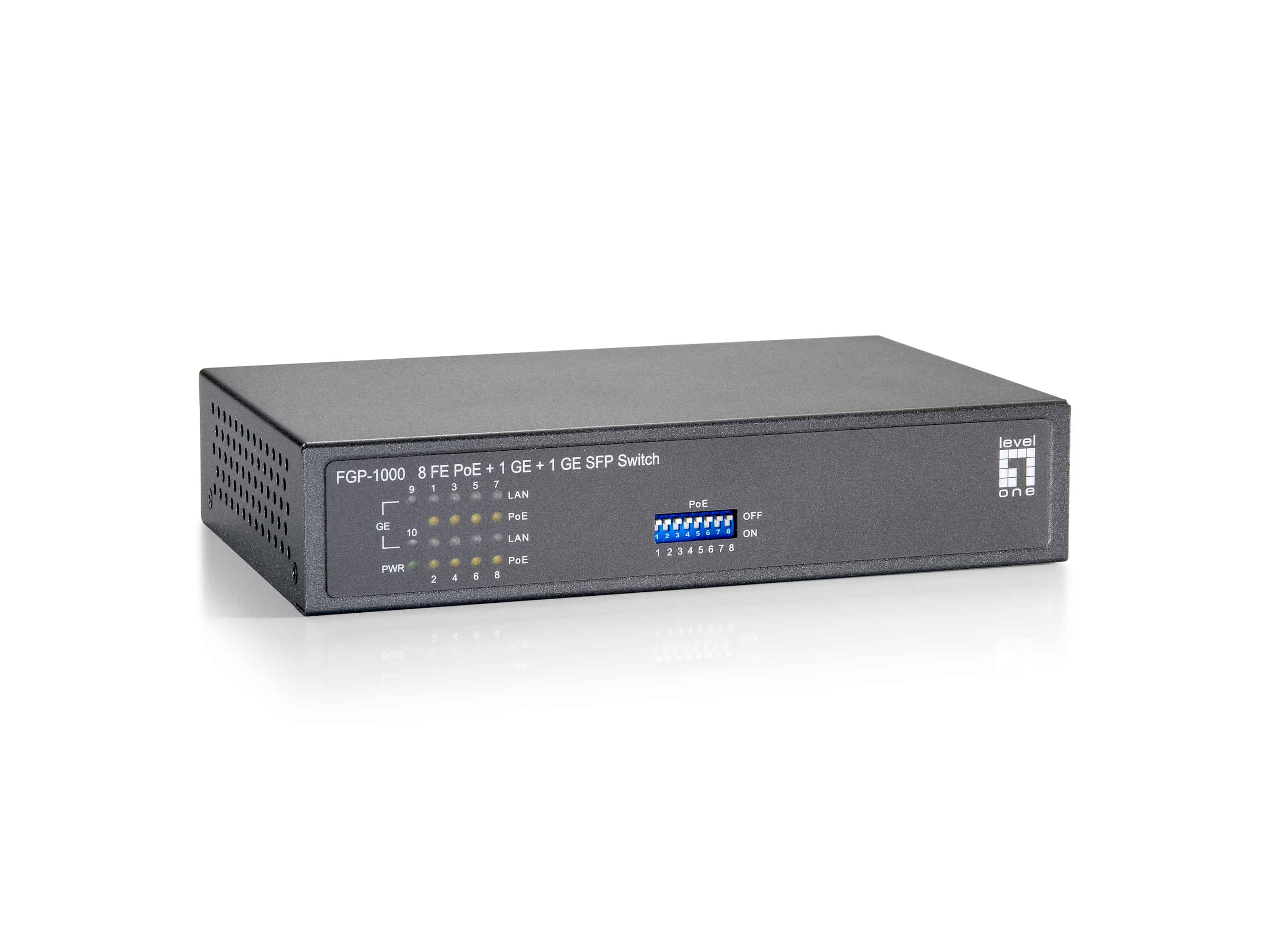 LevelOne FGP-1000W90 netwerk-switch Fast Ethernet (10/100) Power over Ethernet (PoE) Grijs (FGP-1000W90) thumbnail