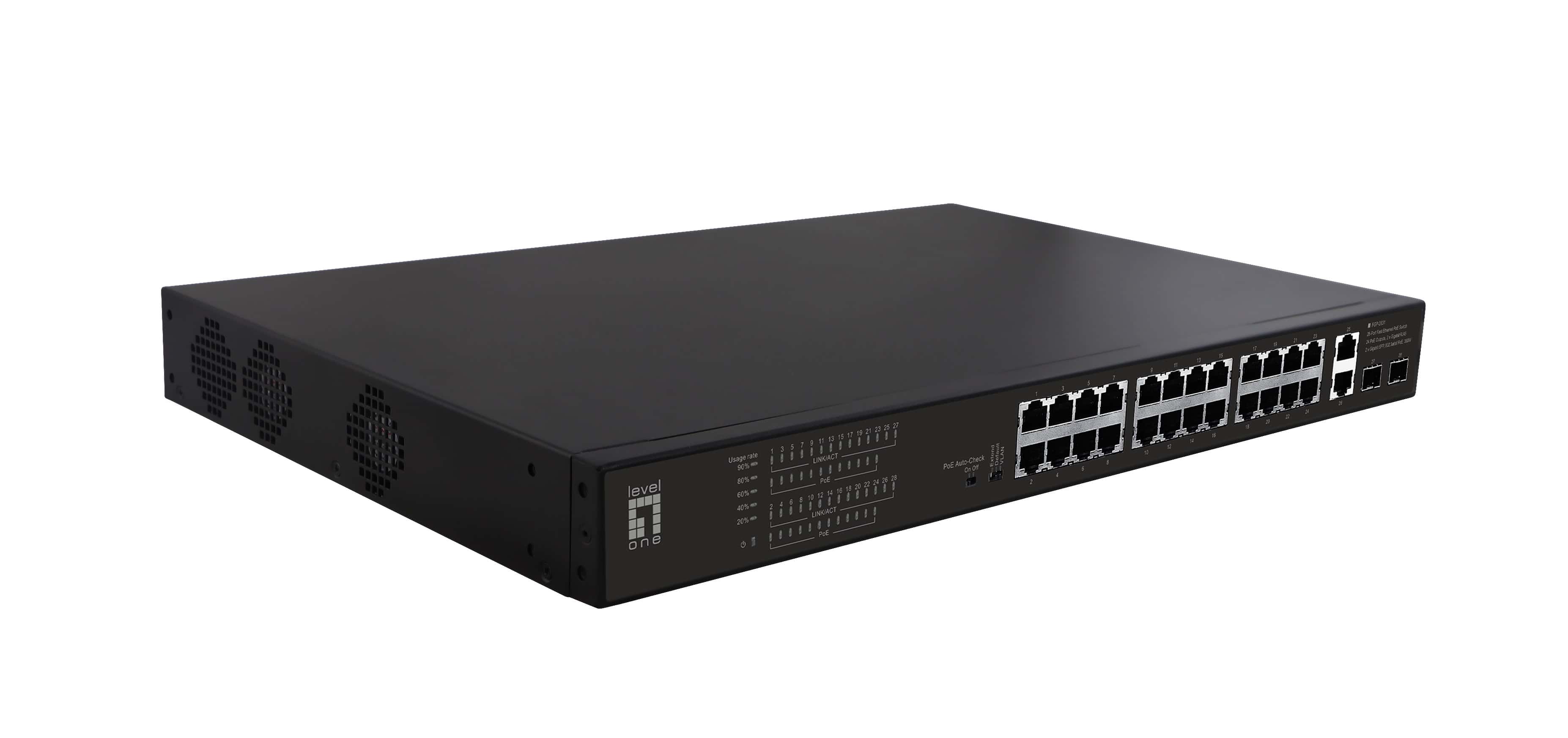 LevelOne FGP-2831 netwerk-switch Unmanaged Fast Ethernet (10/100) Power over Ethernet (PoE) 1U Zwart (FGP-2831) thumbnail