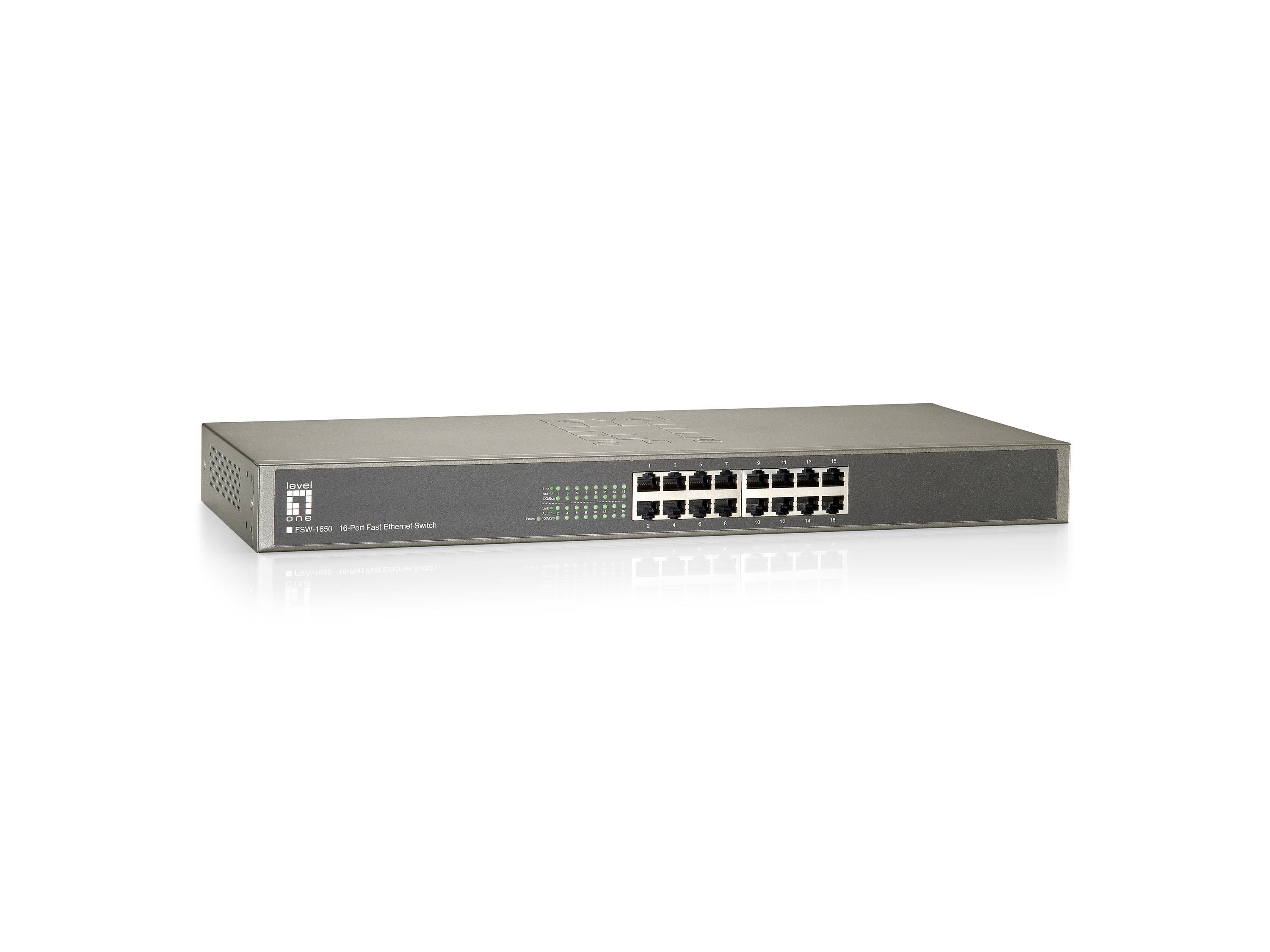 LevelOne FSW-1650 netwerk-switch Unmanaged Fast Ethernet (10/100) Grijs (FSW-1650) thumbnail