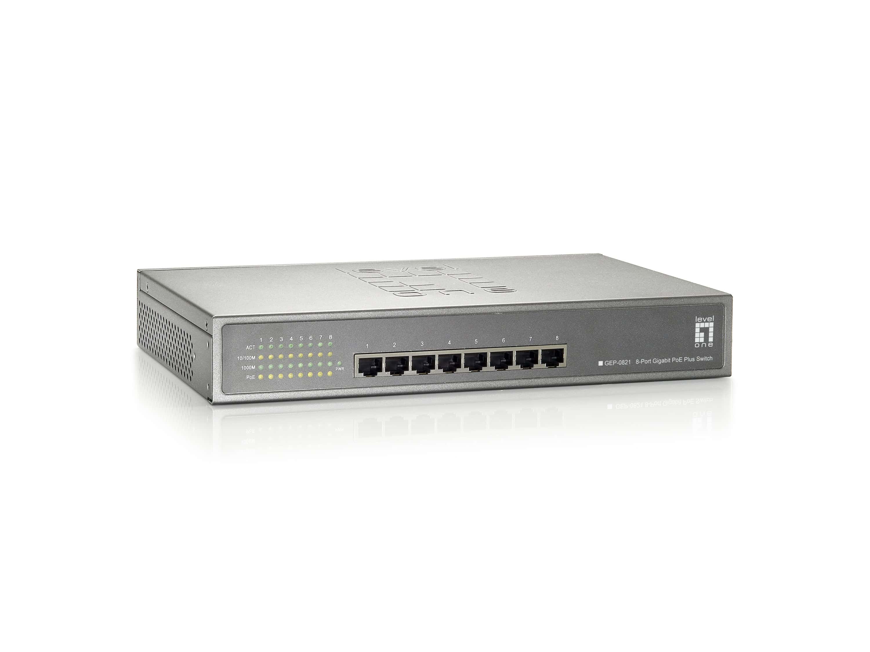 LevelOne GEP-0821 netwerk-switch Gigabit Ethernet (10/100/1000) Power over Ethernet (PoE) Grijs (GEP-0821) thumbnail