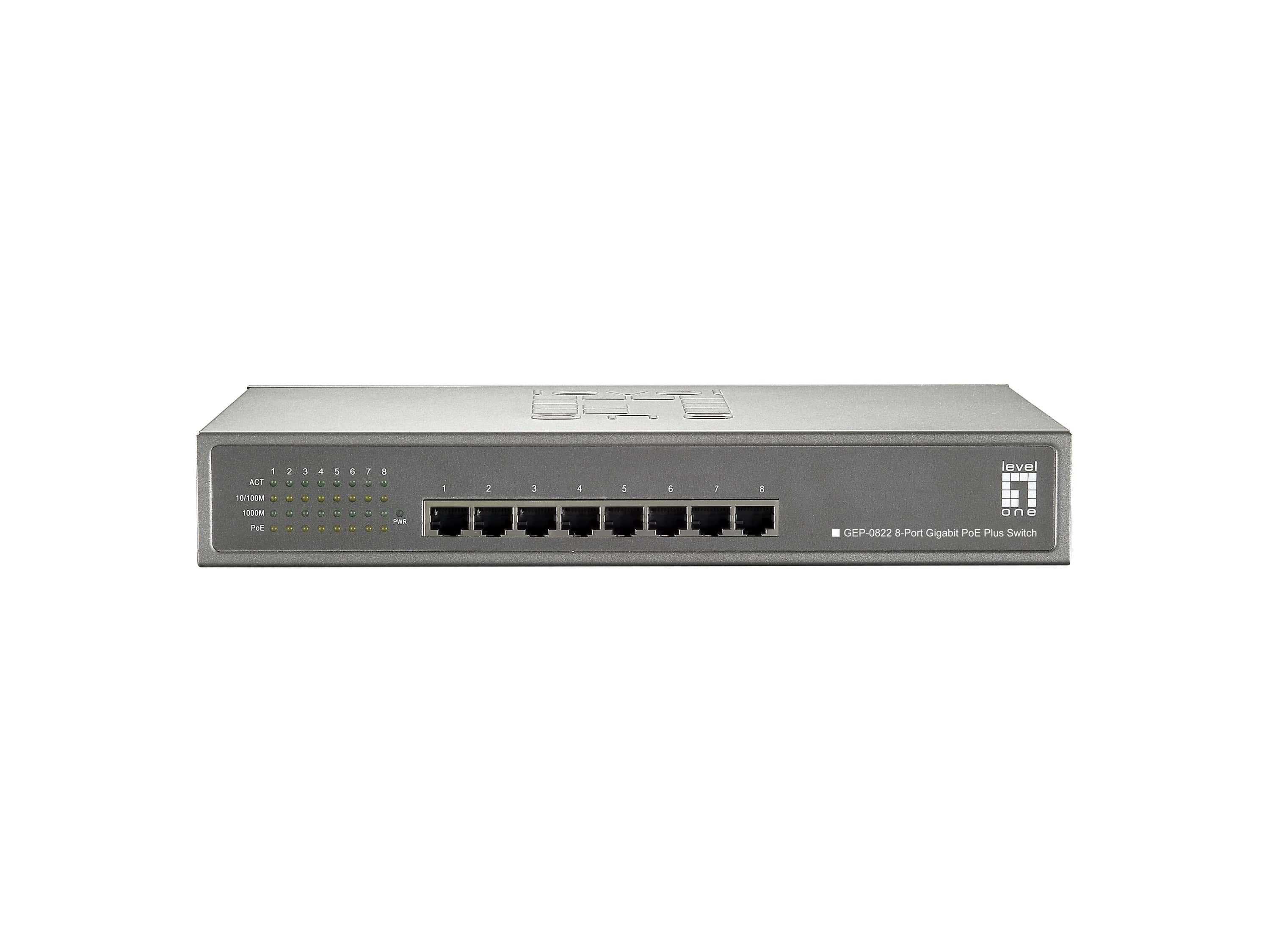 LevelOne GEP-0822 netwerk-switch Gigabit Ethernet (10/100/1000) Power over Ethernet (PoE) Grijs (GEP-0822) thumbnail