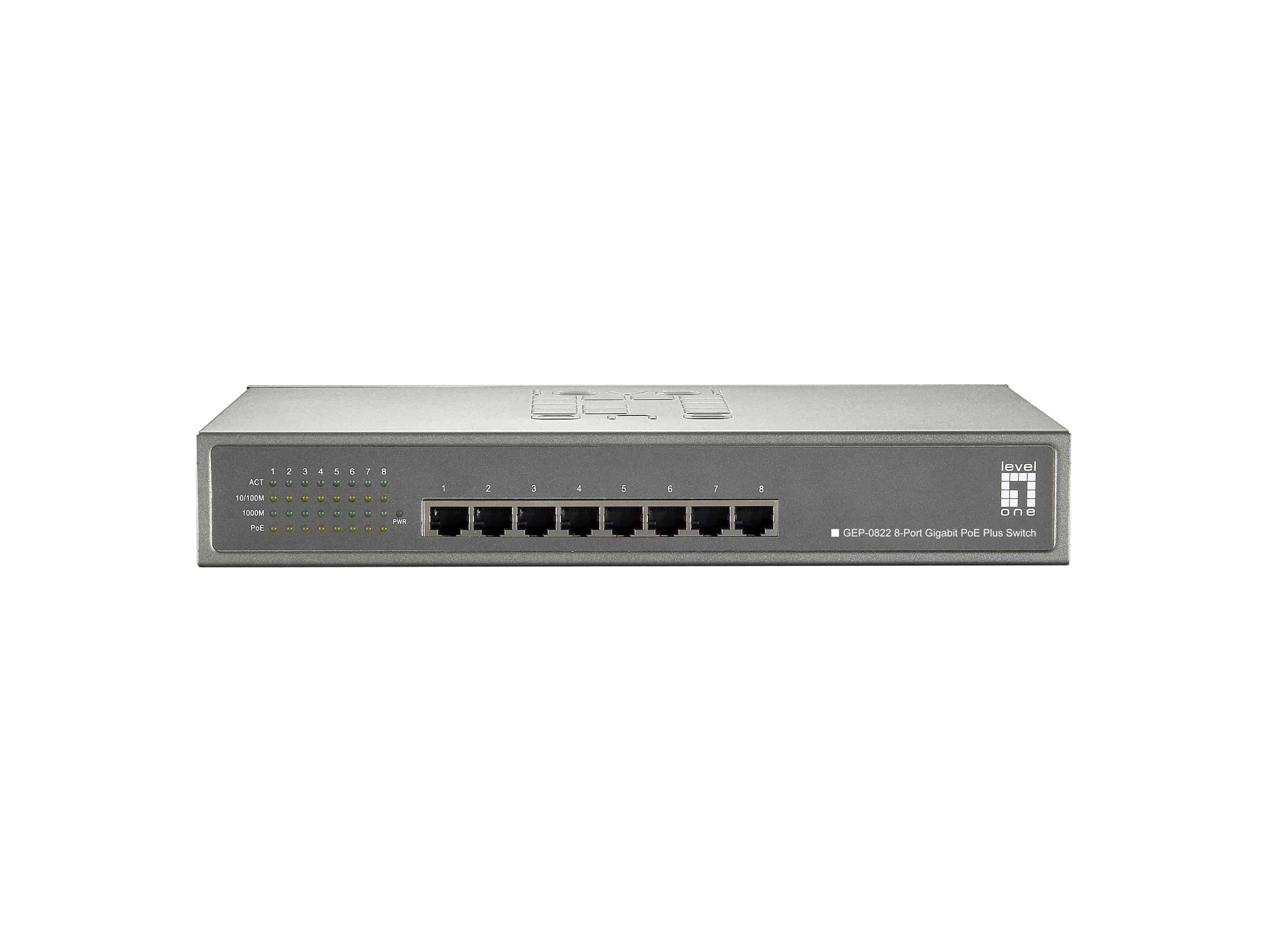 LevelOne GEP-0822 netwerk-switch Gigabit Ethernet (10/100/1000) Power over Ethernet (PoE) Grijs (GEP-0822) thumbnail