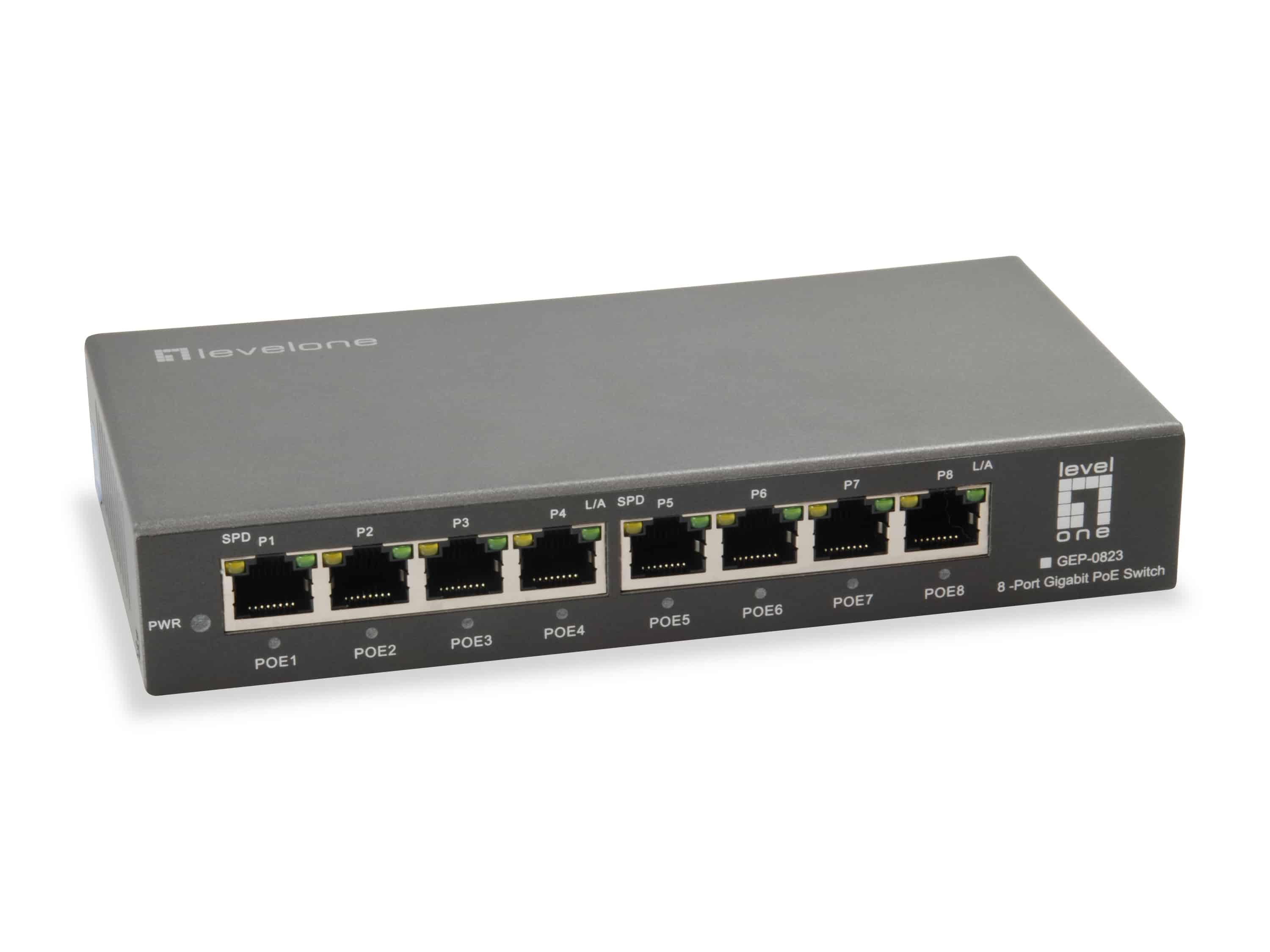 LevelOne GEP-0823 netwerk-switch Gigabit Ethernet (10/100/1000) Power over Ethernet (PoE) Zwart (GEP-0823) thumbnail