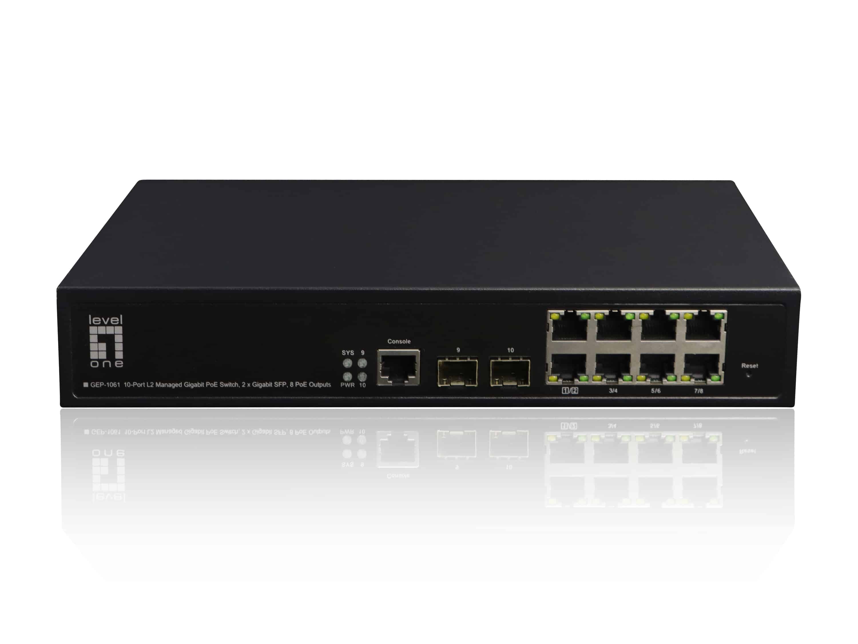 LevelOne GEP-1061 netwerk-switch Managed L2 Gigabit Ethernet (10/100/1000) Power over Ethernet (PoE) Zwart (GEP-1061NEUEVERSION) thumbnail LevelOne GEP-1061 netwerk-switch Managed L2 Gigabit Ethernet (10/100/1000) Power over Ethernet (PoE) Zwart (GEP-1061NEUEVERSION) thumbnail