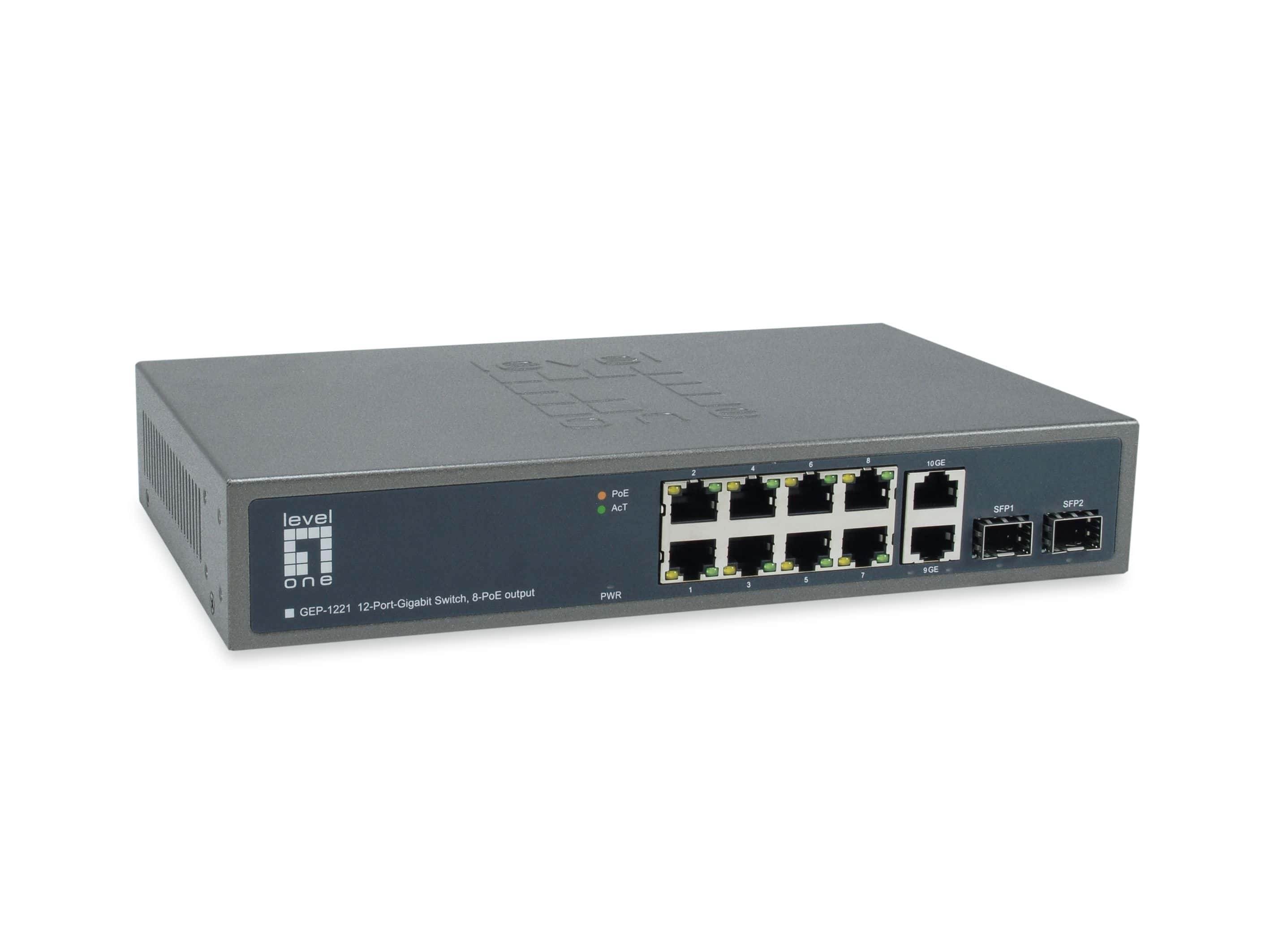 LevelOne GEP-1221 netwerk-switch Unmanaged Gigabit Ethernet (10/100/1000) Power over Ethernet (PoE) Zwart (GEP-1221) thumbnail