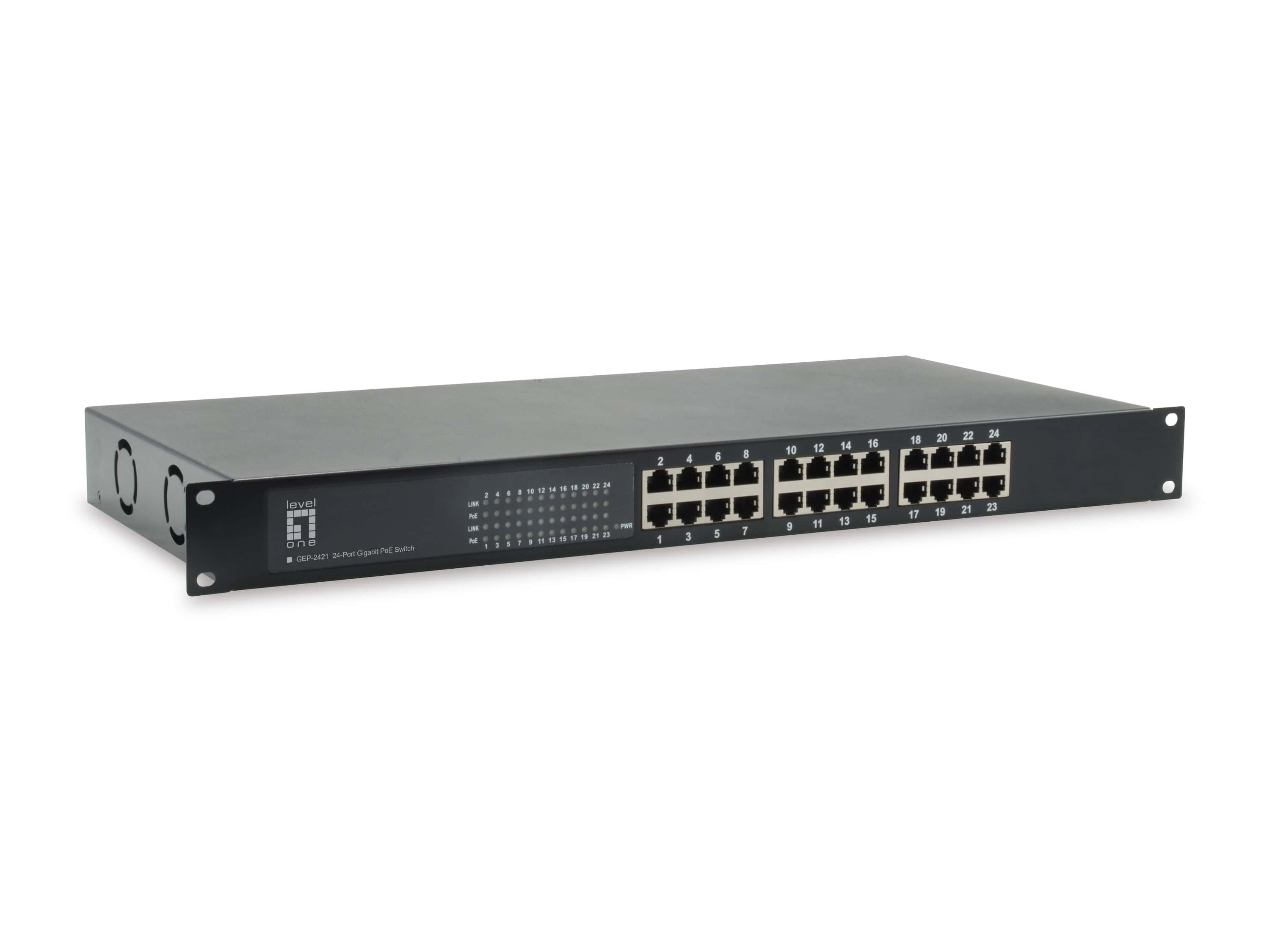 LevelOne GEP-2421W630 netwerk-switch Unmanaged Gigabit Ethernet (10/100/1000) Power over Ethernet (PoE) Zwart (GEP-2421W630) thumbnail