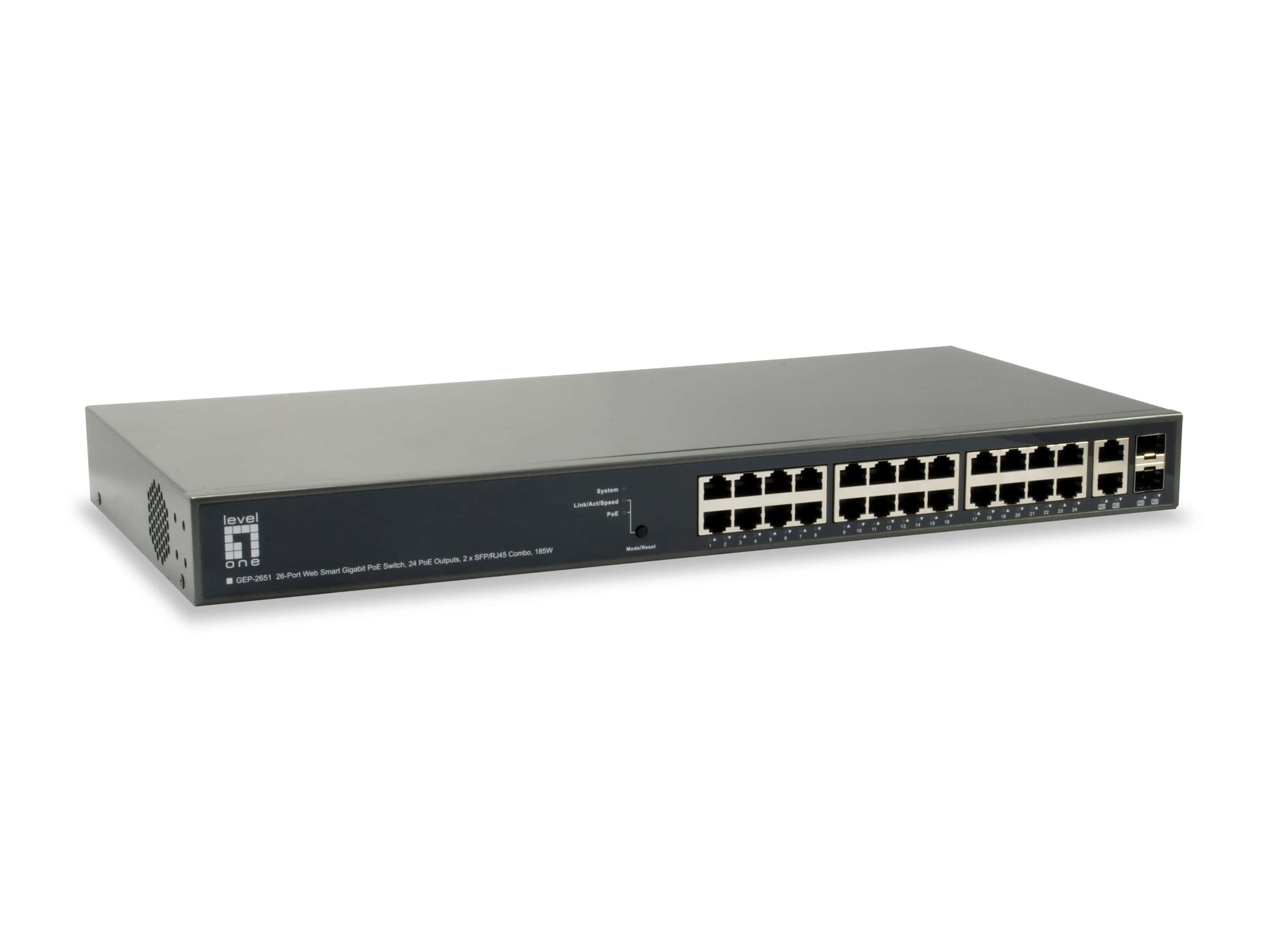 LevelOne GEP-2651 netwerk-switch Managed L3 Gigabit Ethernet (10/100/1000) Power over Ethernet (PoE) Zwart (GEP-2651) thumbnail LevelOne GEP-2651 netwerk-switch Managed L3 Gigabit Ethernet (10/100/1000) Power over Ethernet (PoE) Zwart (GEP-2651) thumbnail