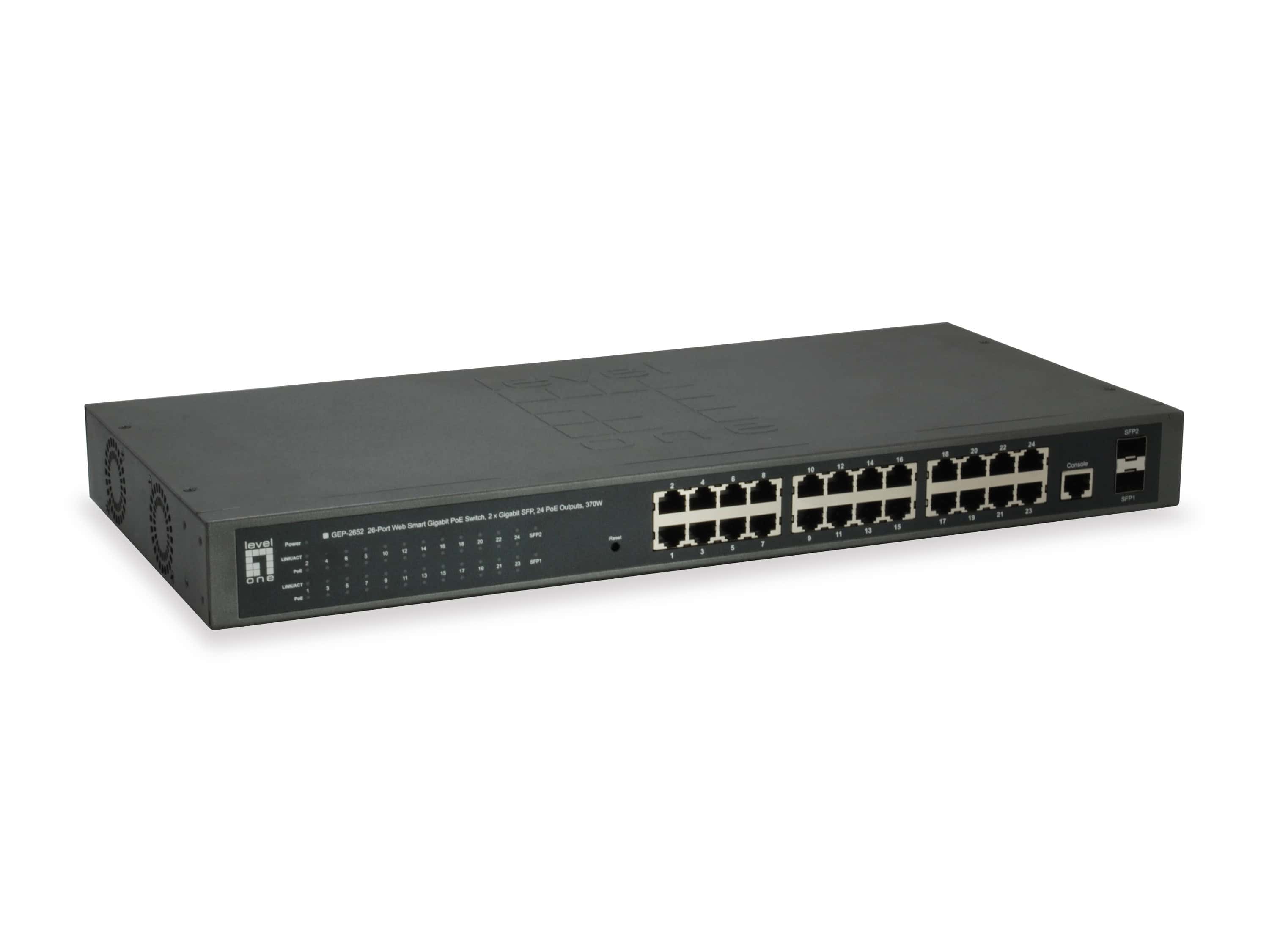 LevelOne GEP-2652 netwerk-switch Managed L2 Gigabit Ethernet (10/100/1000) Power over Ethernet (PoE) Grijs (GEP-2652) thumbnail