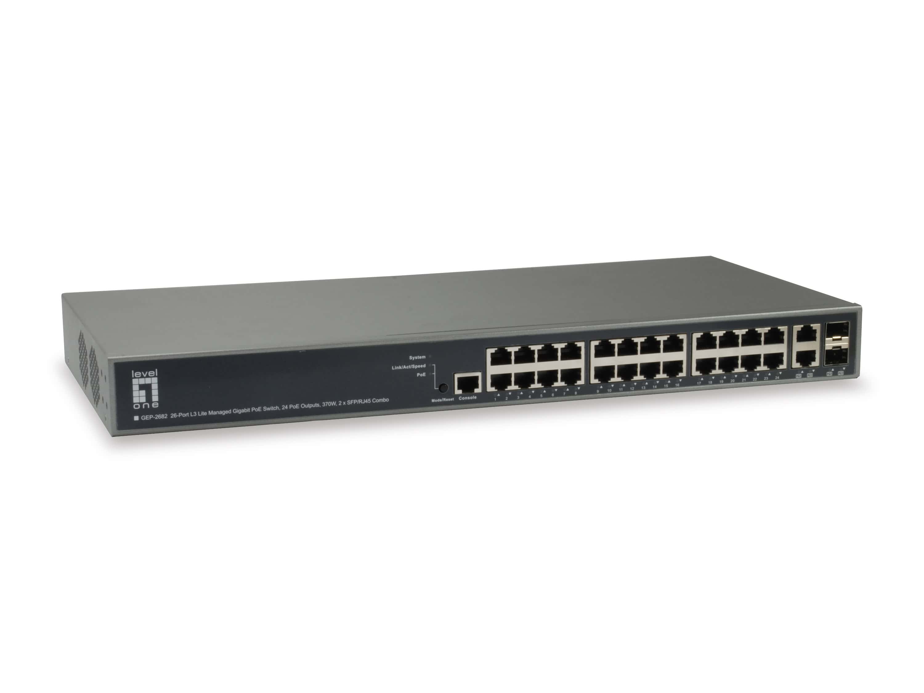 LevelOne GEP-2682 netwerk-switch Managed L3 Gigabit Ethernet (10/100/1000) Power over Ethernet (PoE) (GEP-2682) thumbnail