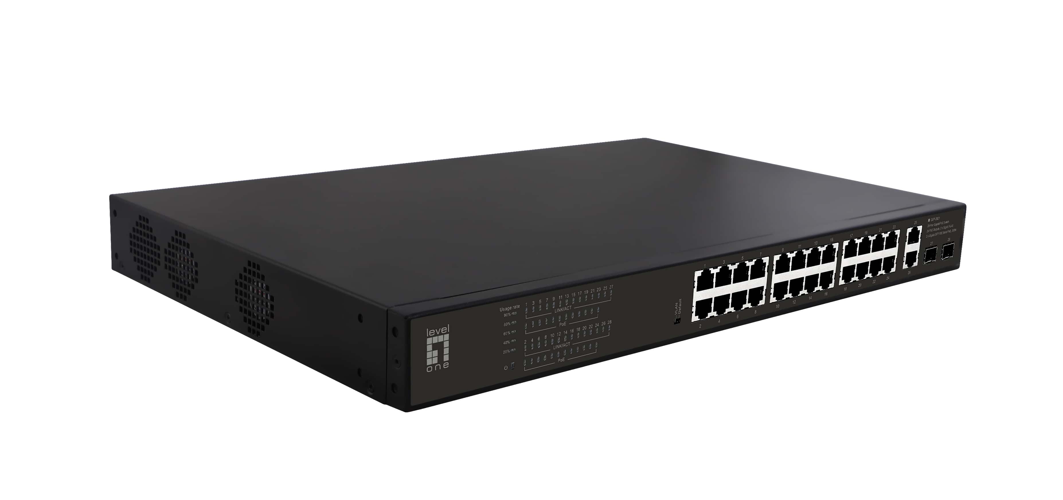 LevelOne GEP-2821 netwerk-switch Unmanaged Gigabit Ethernet (10/100/1000) Power over Ethernet (PoE) 1U Zwart (GEP-2821) thumbnail LevelOne GEP-2821 netwerk-switch Unmanaged Gigabit Ethernet (10/100/1000) Power over Ethernet (PoE) 1U Zwart (GEP-2821) thumbnail
