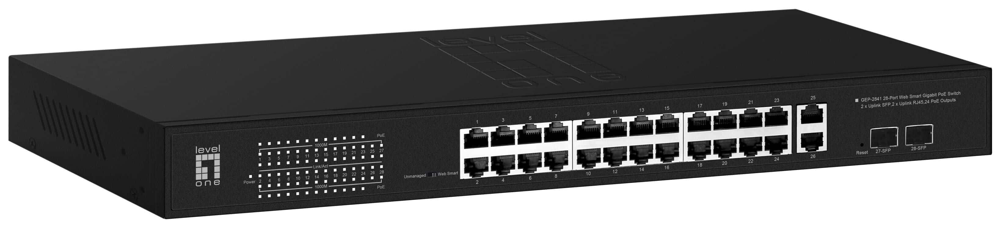 LevelOne GEP-2841 netwerk-switch Managed L2 Gigabit Ethernet (10/100/1000) Power over Ethernet (PoE) 1U Zwart (GEP-2841) thumbnail