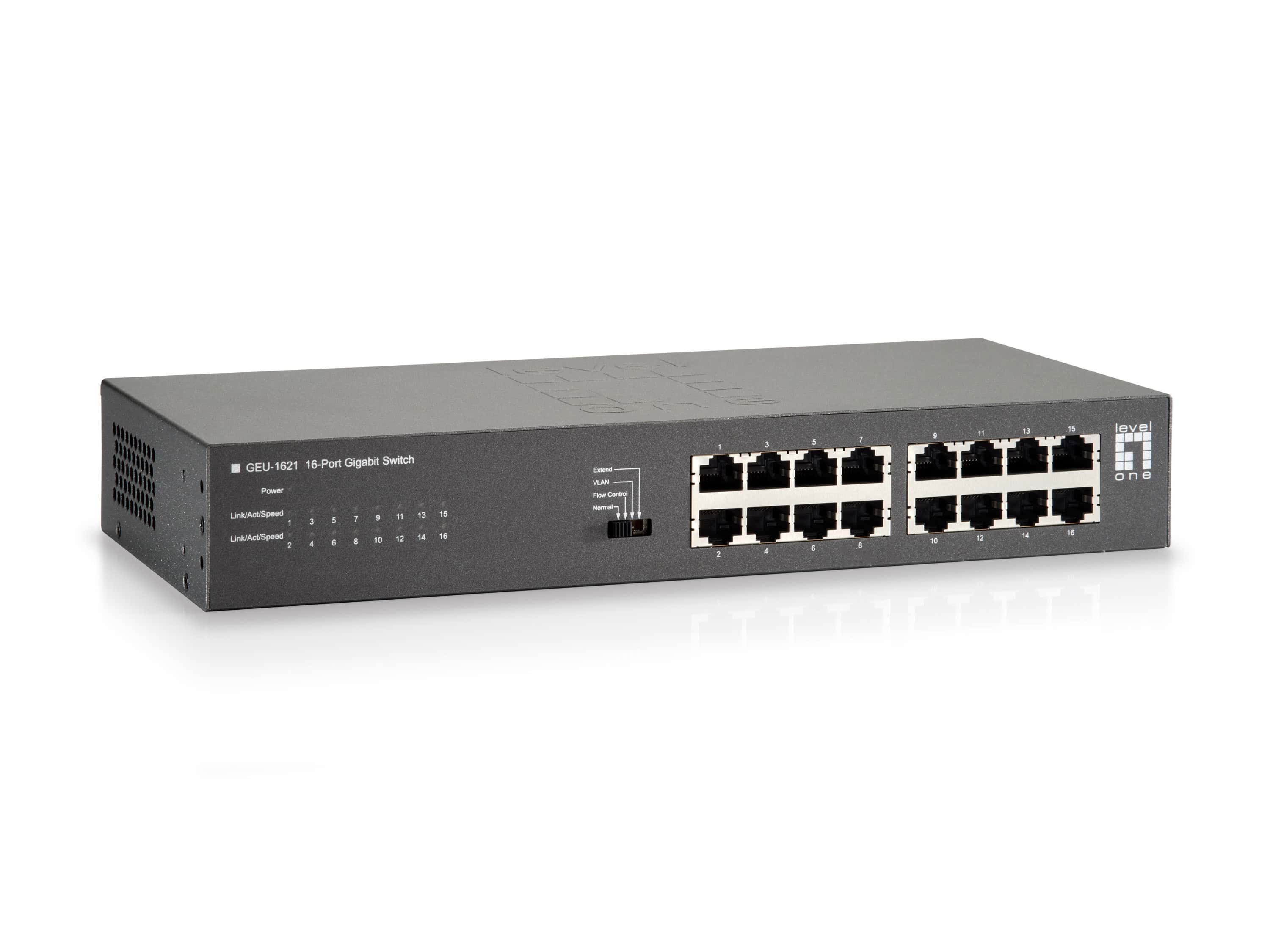 LevelOne GEU-1621 netwerk-switch Gigabit Ethernet (10/100/1000) Grijs (GEU-1621) thumbnail