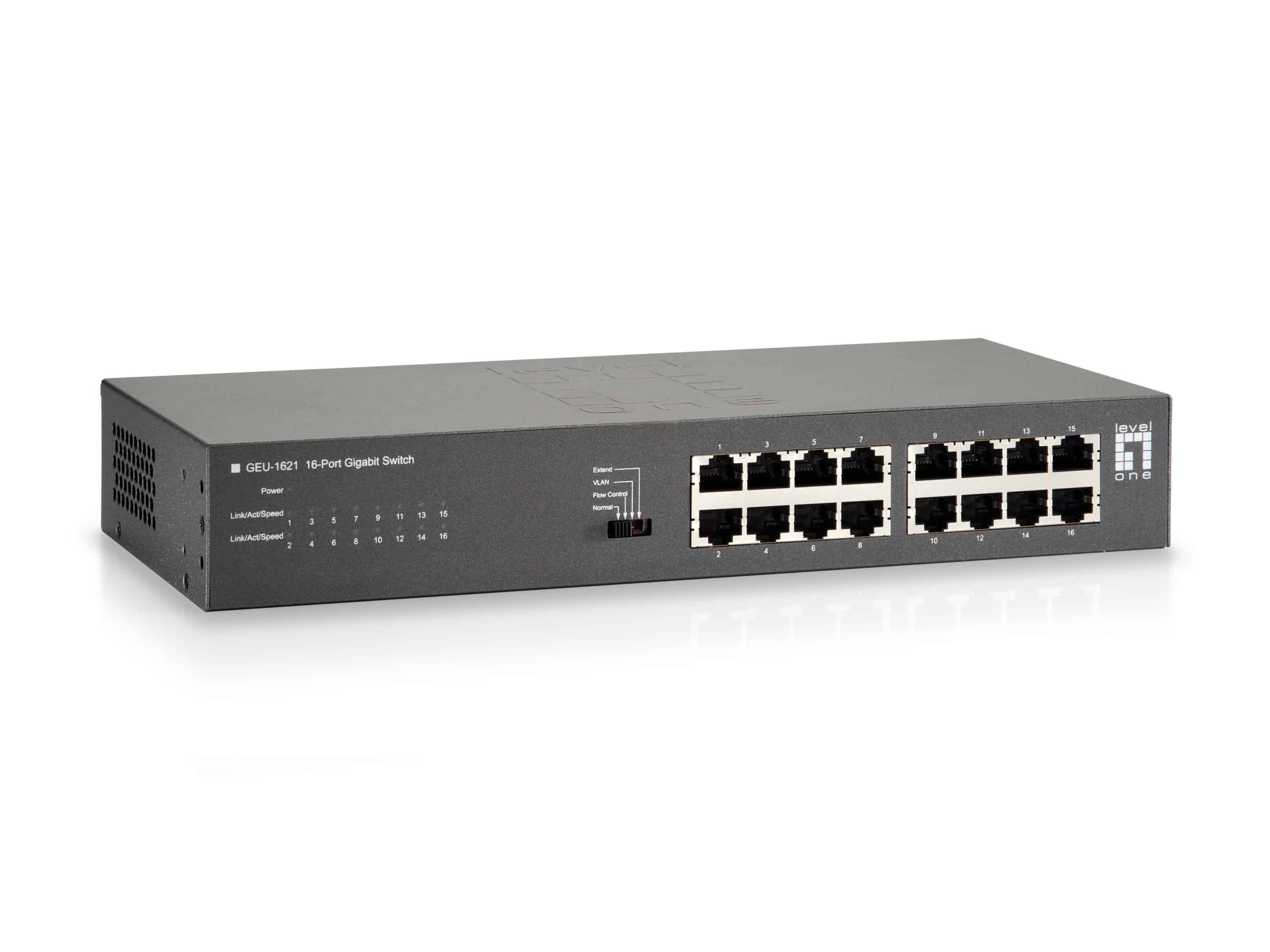 LevelOne GEU-1621 netwerk-switch Gigabit Ethernet (10/100/1000) Grijs (GEU-1621) thumbnail