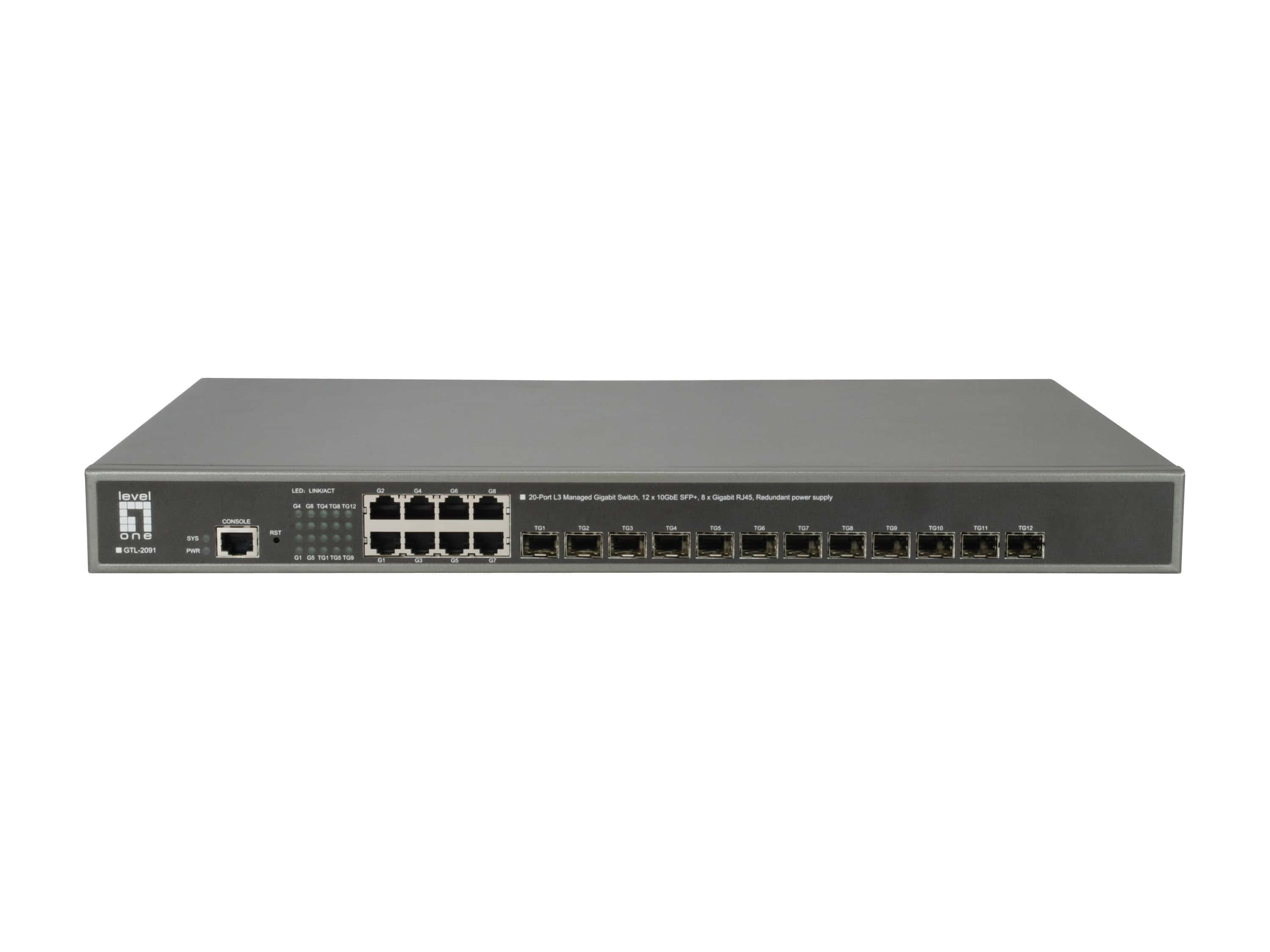 LevelOne GTL-2091 Managed L3 Gigabit Ethernet (10/100/1000) Grijs (GTL-2091) thumbnail
