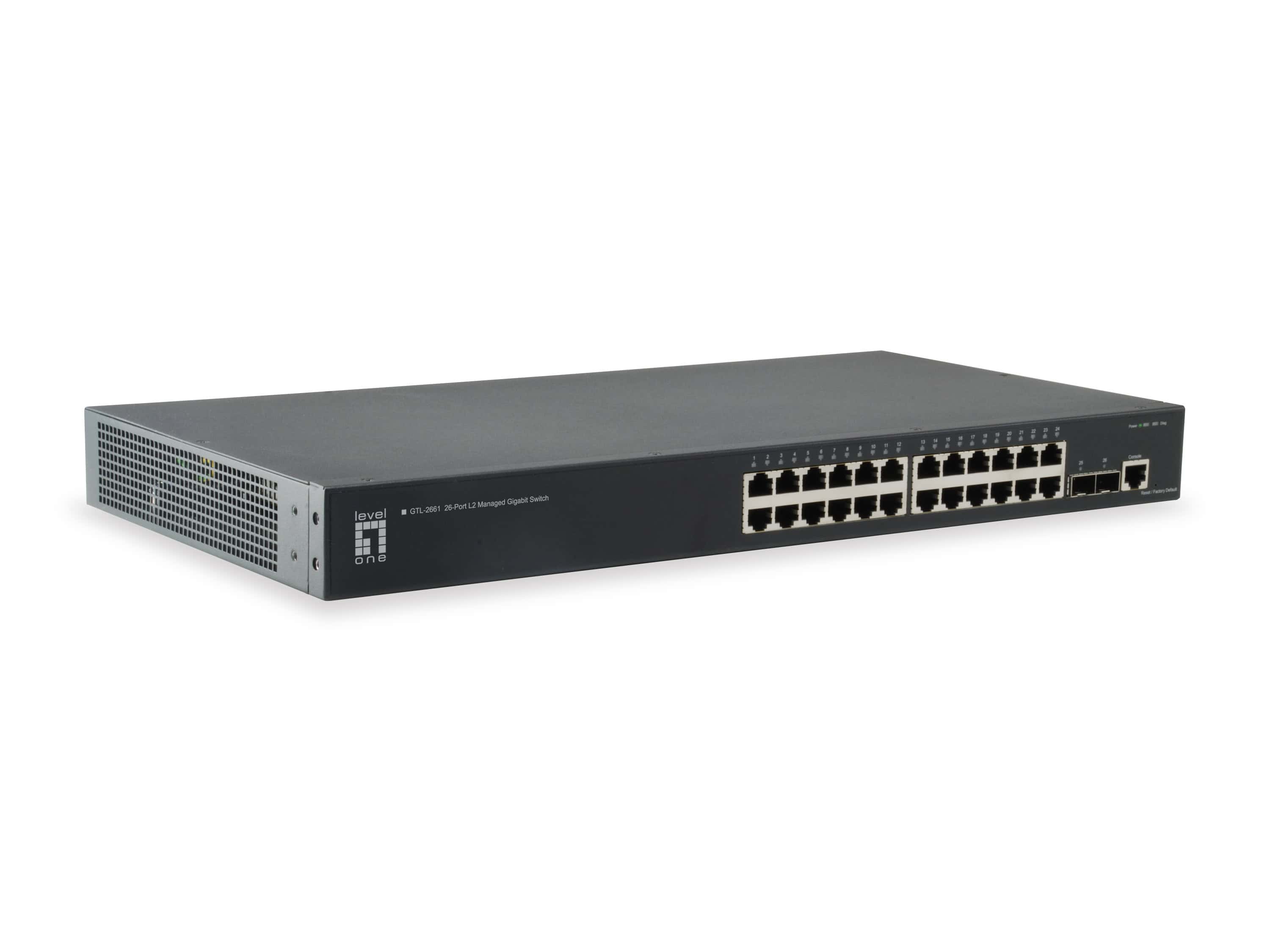 LevelOne GTL-2661 netwerk-switch Managed L2 Gigabit Ethernet (10/100/1000) Zwart (GTL-2661) thumbnail