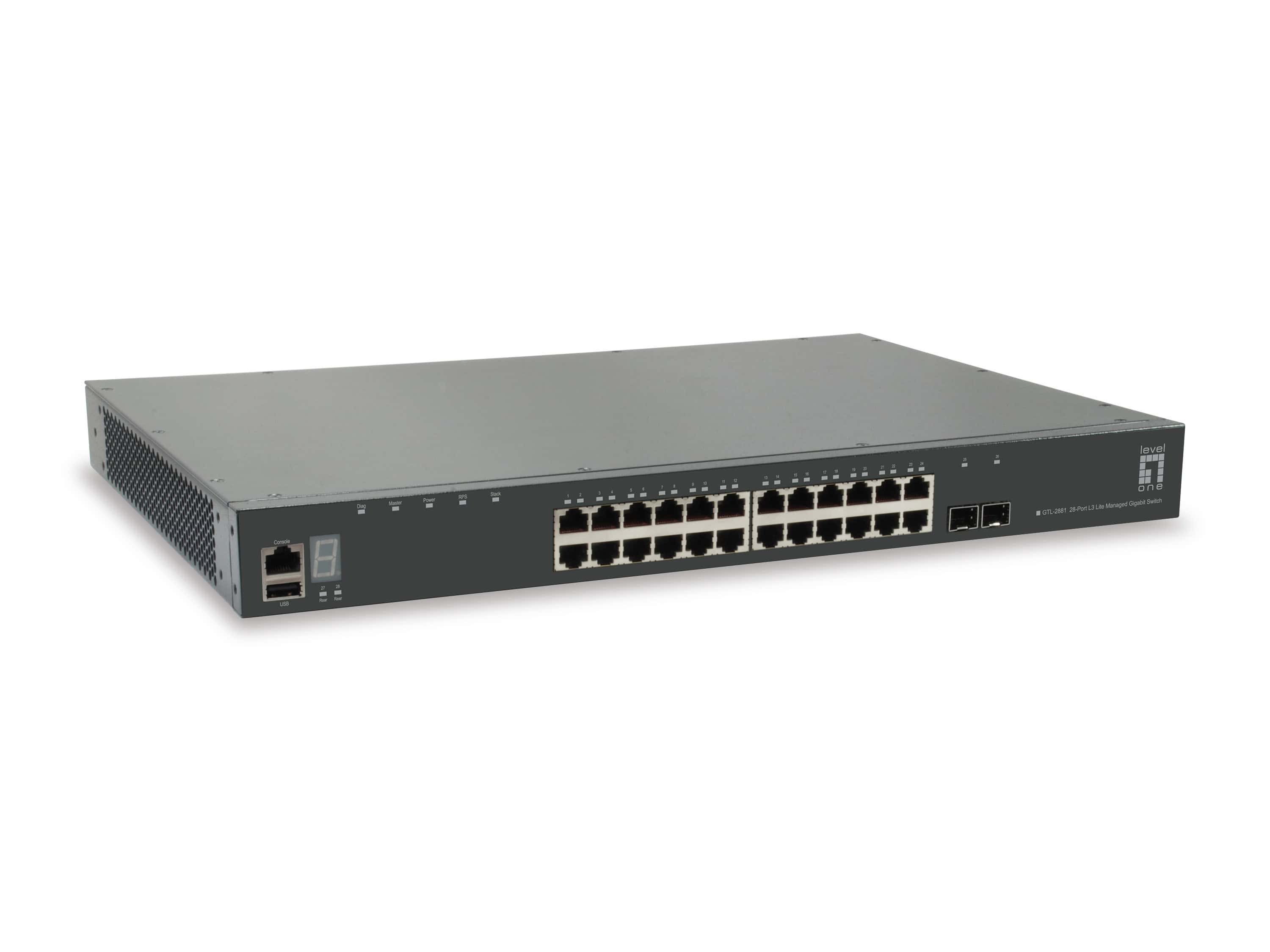LevelOne GTL-2881 netwerk-switch Managed L3 Gigabit Ethernet (10/100/1000) Grijs (GTL-2881) thumbnail